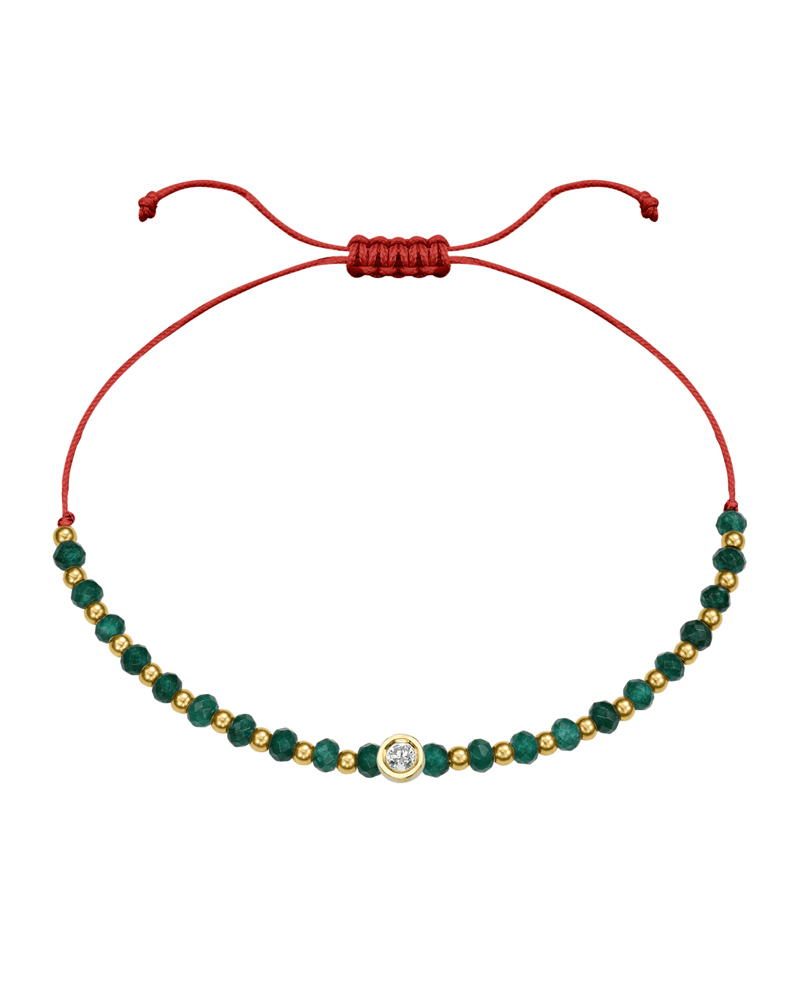 Aventurine Gemstone String of Love Bracelet for Luck - 14K Yellow Gold Bracelets 14K Solid Gold Red Medium: 0.04ct