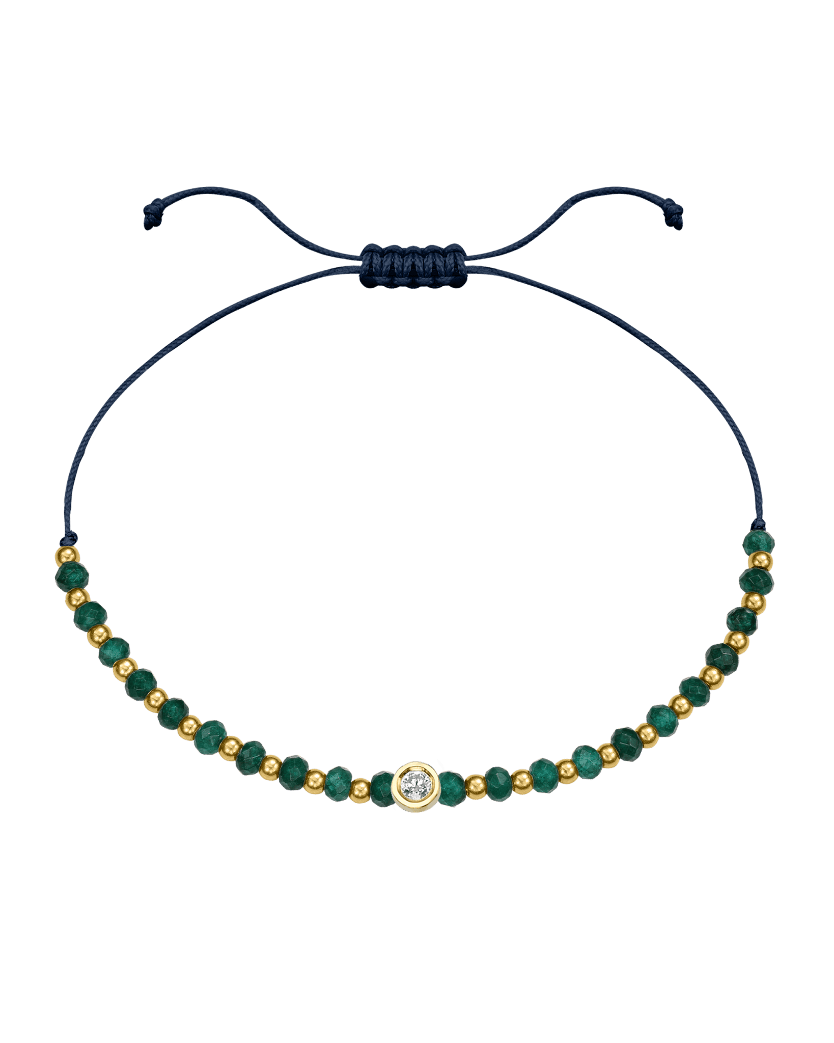 Aventurine Gemstone String of Love Bracelet for Luck - 14K Yellow Gold Bracelets 14K Solid Gold Navy Blue Medium: 0.04ct