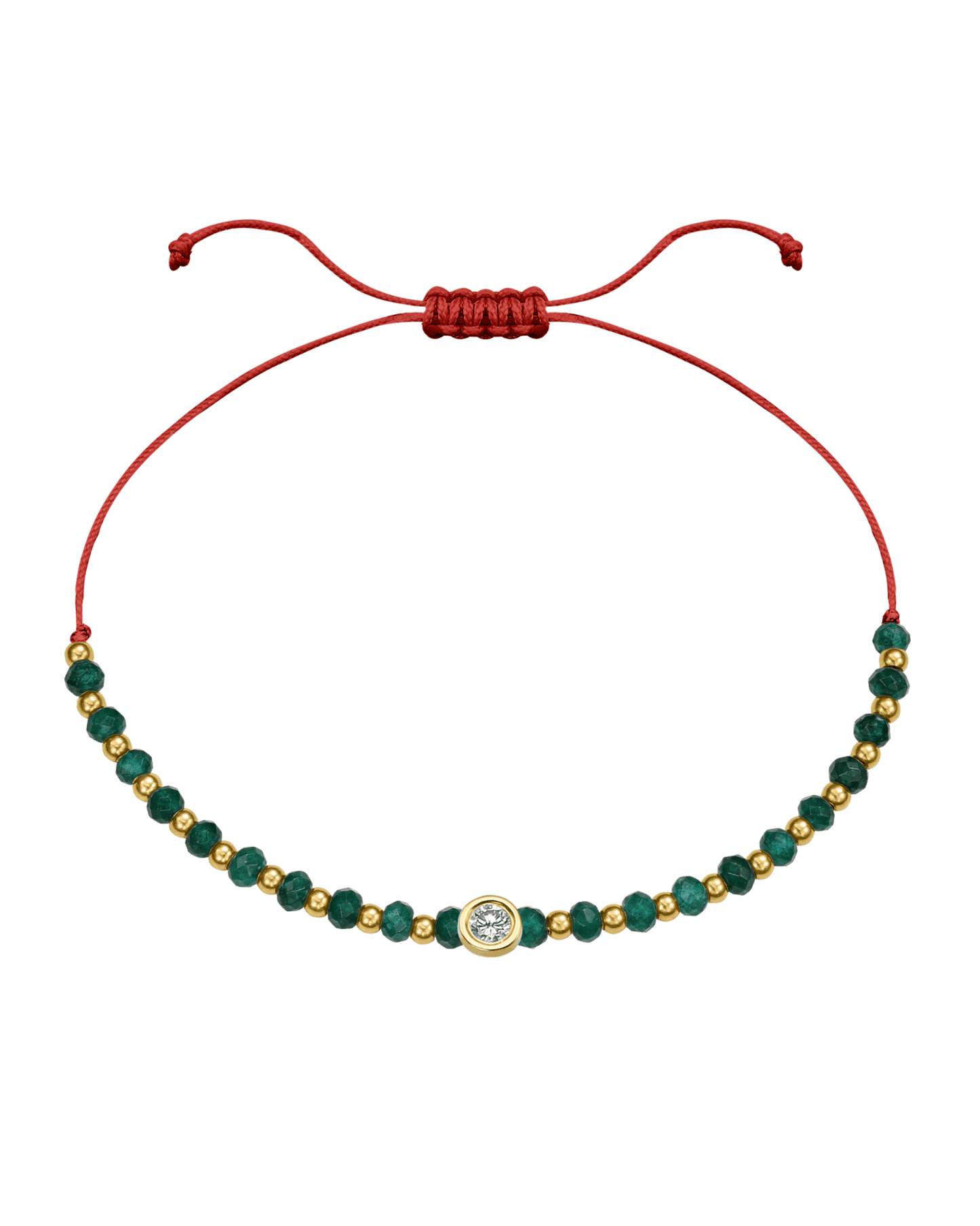Aventurine Gemstone String of Love Bracelet for Luck - 14K Yellow Gold Bracelets 14K Solid Gold Red Large: 0.1ct