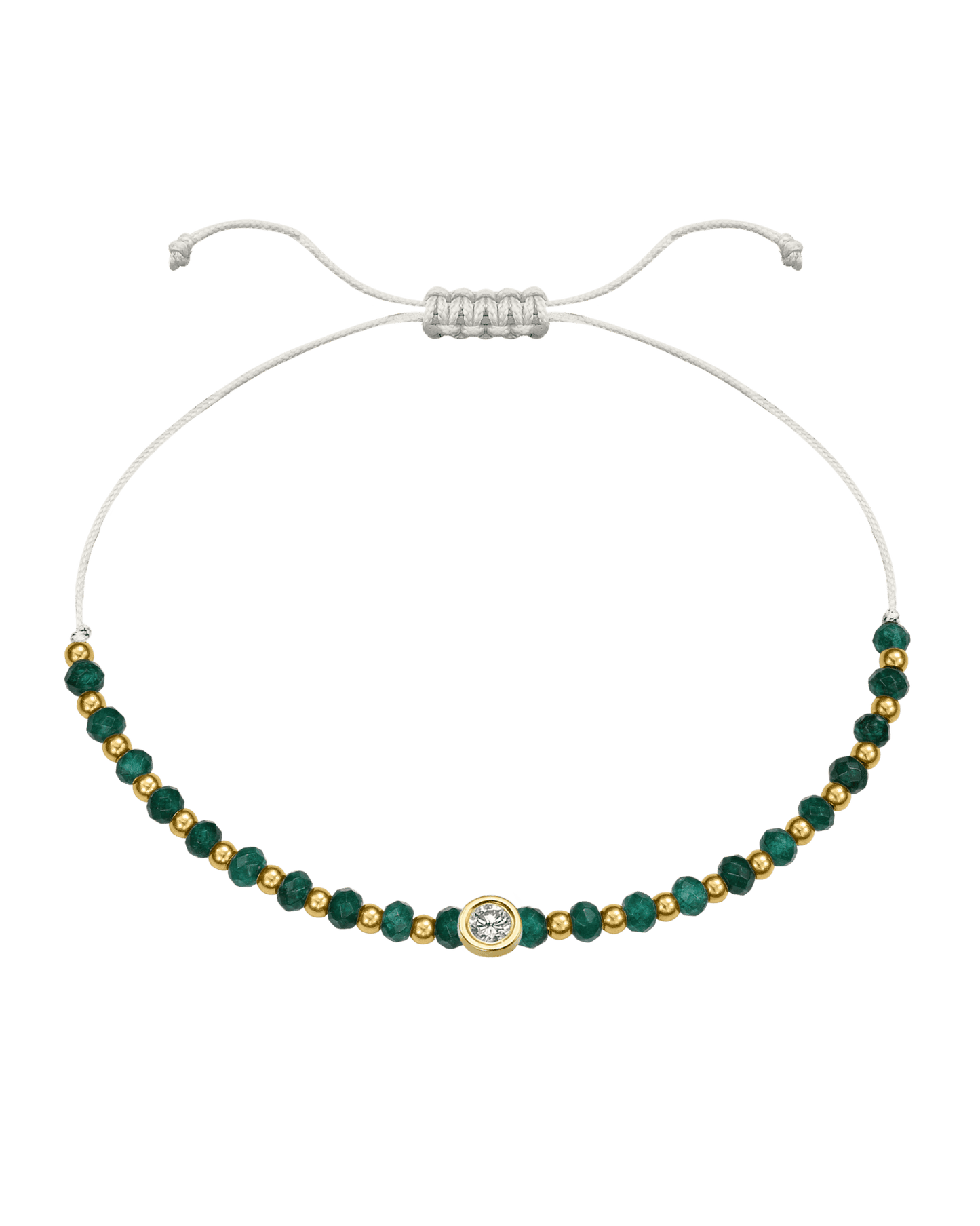 Aventurine Gemstone String of Love Bracelet for Luck - 14K Yellow Gold Bracelets 14K Solid Gold Pearl Large: 0.1ct