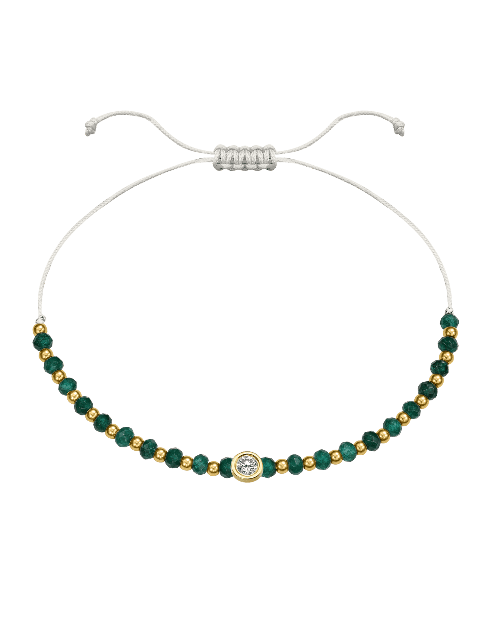 Aventurine Gemstone String of Love Bracelet for Luck - 14K Yellow Gold Bracelets 14K Solid Gold Pearl Large: 0.1ct
