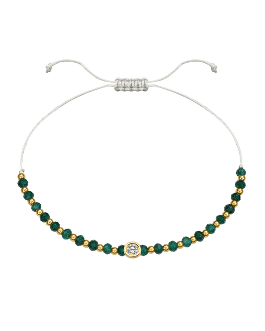 Aventurine Gemstone String of Love Bracelet for Luck - 14K Yellow Gold Bracelets 14K Solid Gold Pearl Large: 0.1ct