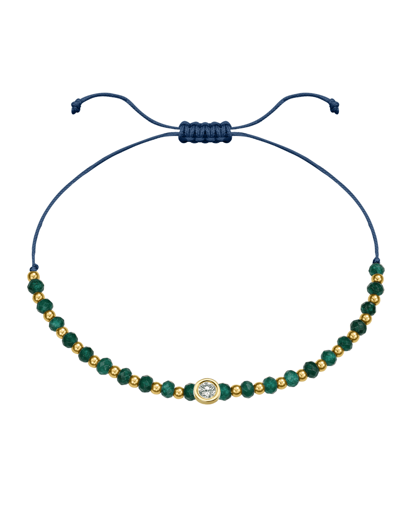 Aventurine Gemstone String of Love Bracelet for Luck - 14K Yellow Gold Bracelets 14K Solid Gold Indigo Large: 0.1ct