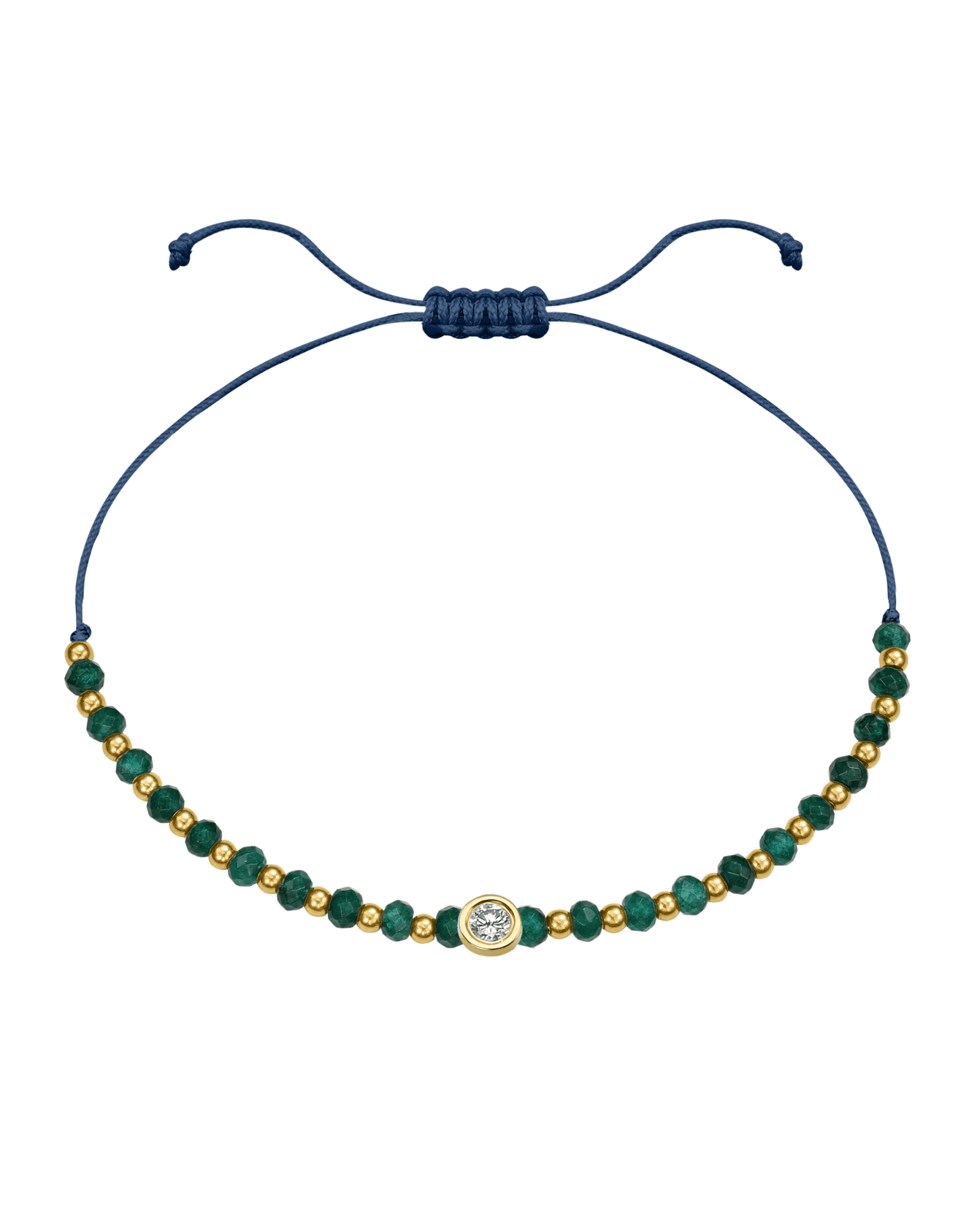 Aventurine Gemstone String of Love Bracelet for Luck - 14K Yellow Gold Bracelets 14K Solid Gold Indigo Large: 0.1ct
