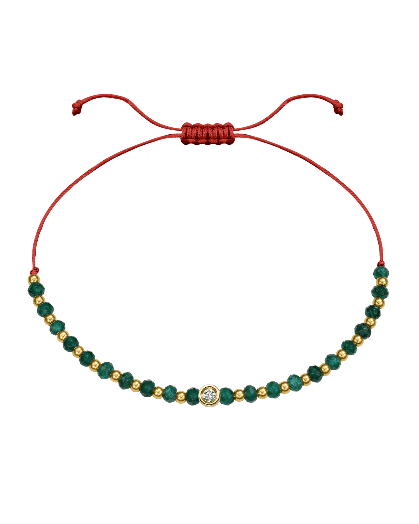 Aventurine Gemstone String of Love Bracelet for Luck - 14K Yellow Gold Bracelets 14K Solid Gold Red Small: 0.03ct