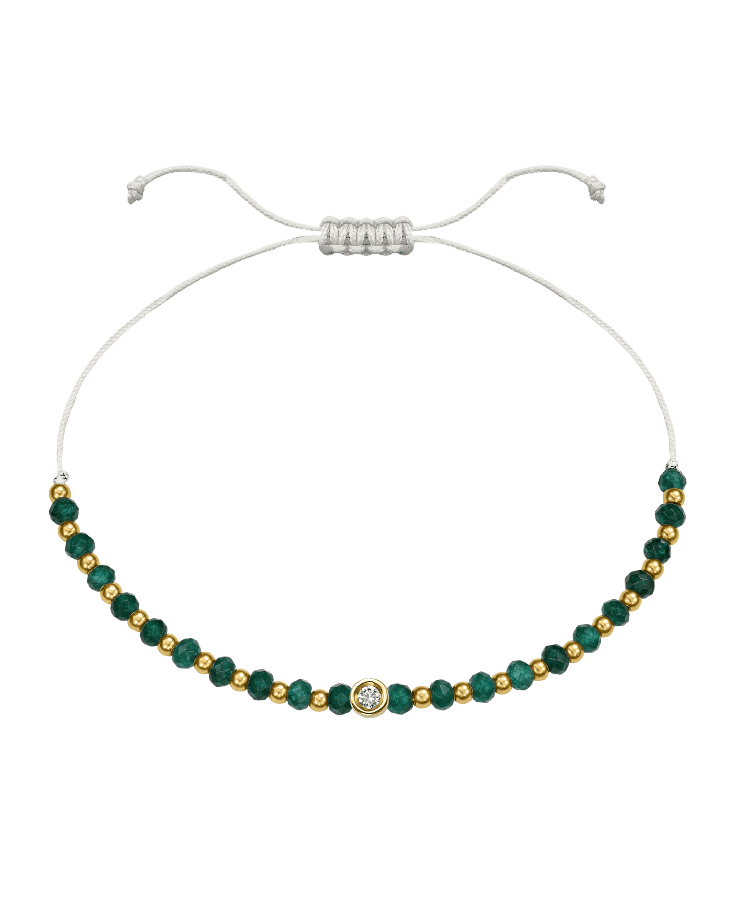 Aventurine Gemstone String of Love Bracelet for Luck - 14K Yellow Gold Bracelets 14K Solid Gold Pearl Small: 0.03ct