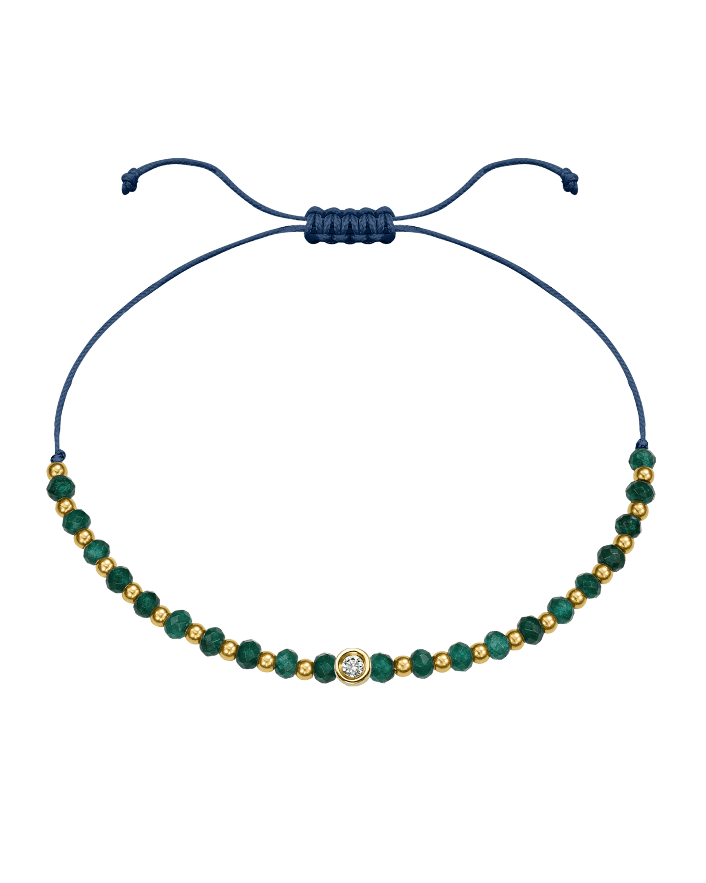 Aventurine Gemstone String of Love Bracelet for Luck - 14K Yellow Gold Bracelets 14K Solid Gold Indigo Small: 0.03ct