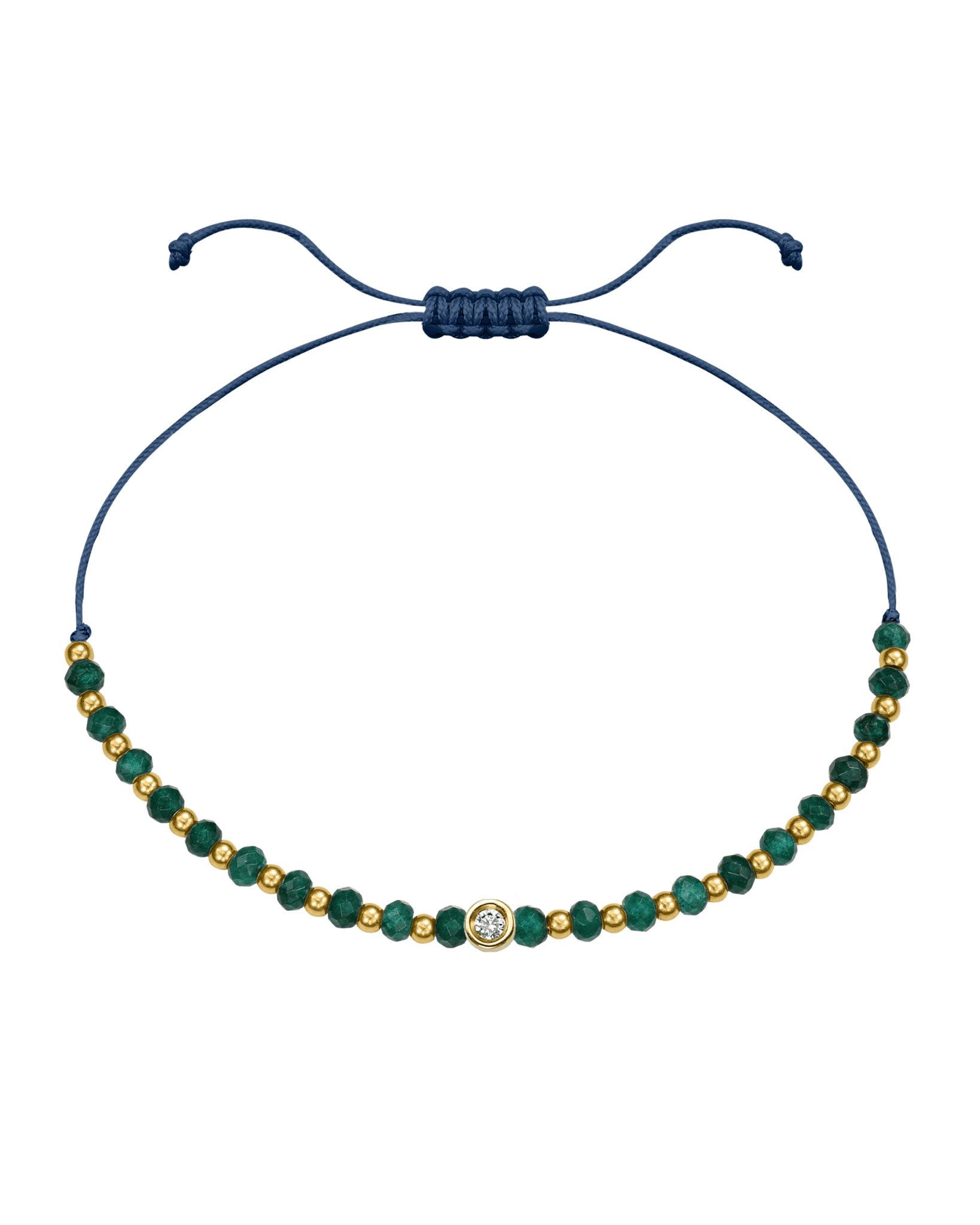 Aventurine Gemstone String of Love Bracelet for Luck - 14K Yellow Gold Bracelets 14K Solid Gold Indigo Small: 0.03ct