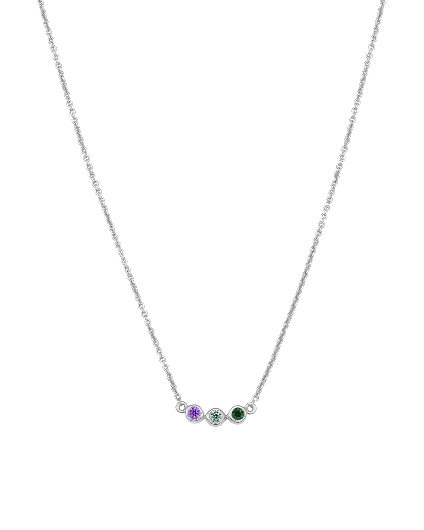 Bauble Birthstone Necklace - 925 Sterling Silver Necklaces 925 Silver 3 Birthstones Small - 16"