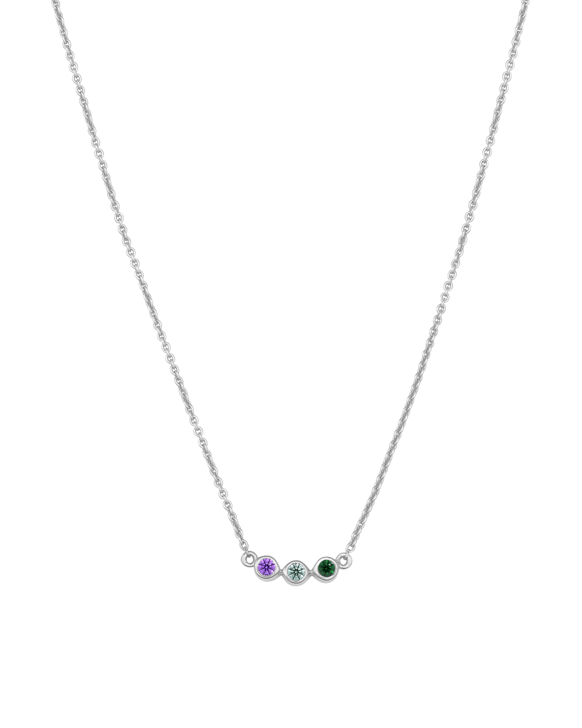 Bauble Birthstone Necklace - 925 Sterling Silver Necklaces 925 Silver 3 Birthstones Small - 16"