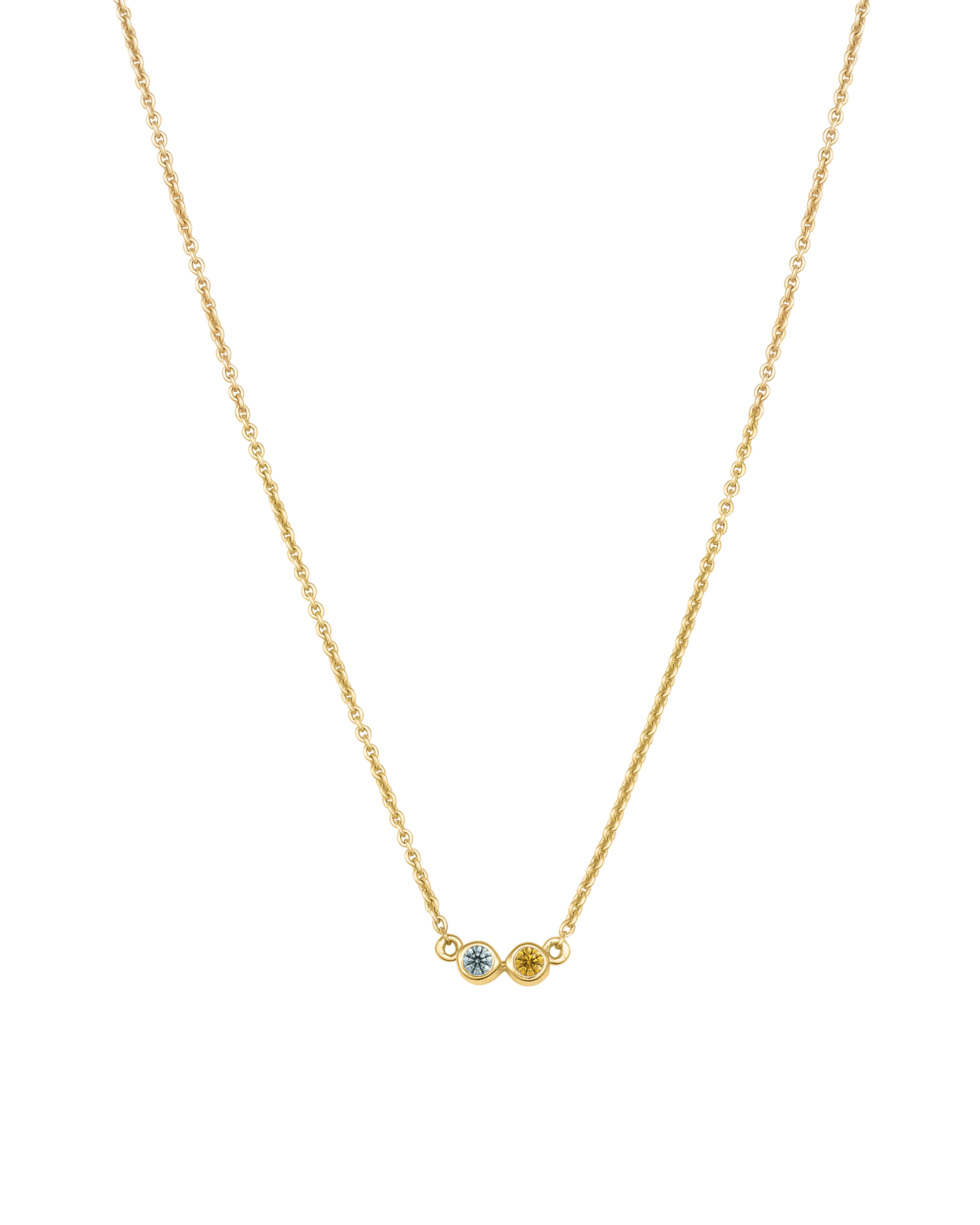 Bauble Birthstone Necklace - 14K Yellow Gold Necklaces Gold Vermeil 2 Birthstones Small - 16"