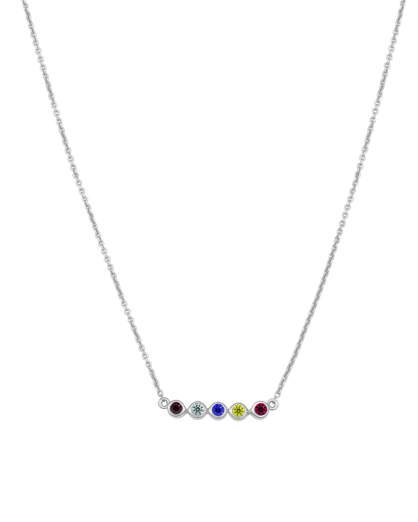 Bauble Birthstone Necklace - 925 Sterling Silver Necklaces 925 Silver 5 Birthstones Small - 16"