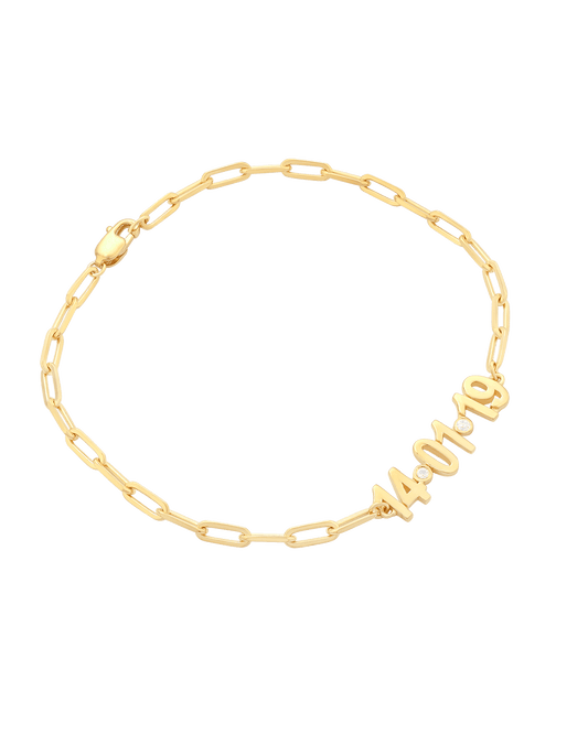 Birthdate Diamond Bracelet - 14K Yellow Gold Bracelets magal-dev 6"