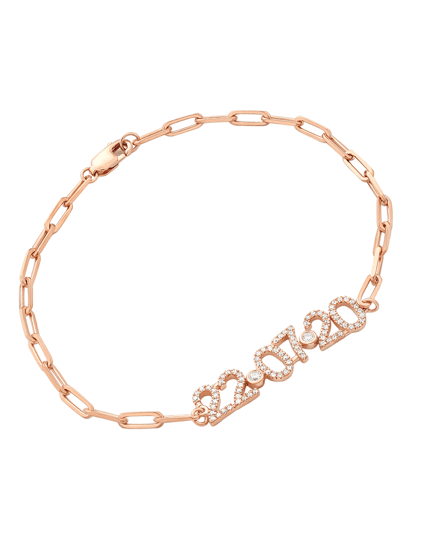 Birthdate Diamond Paved Bracelet - 14K Rose Gold Bracelets magal-dev 6"