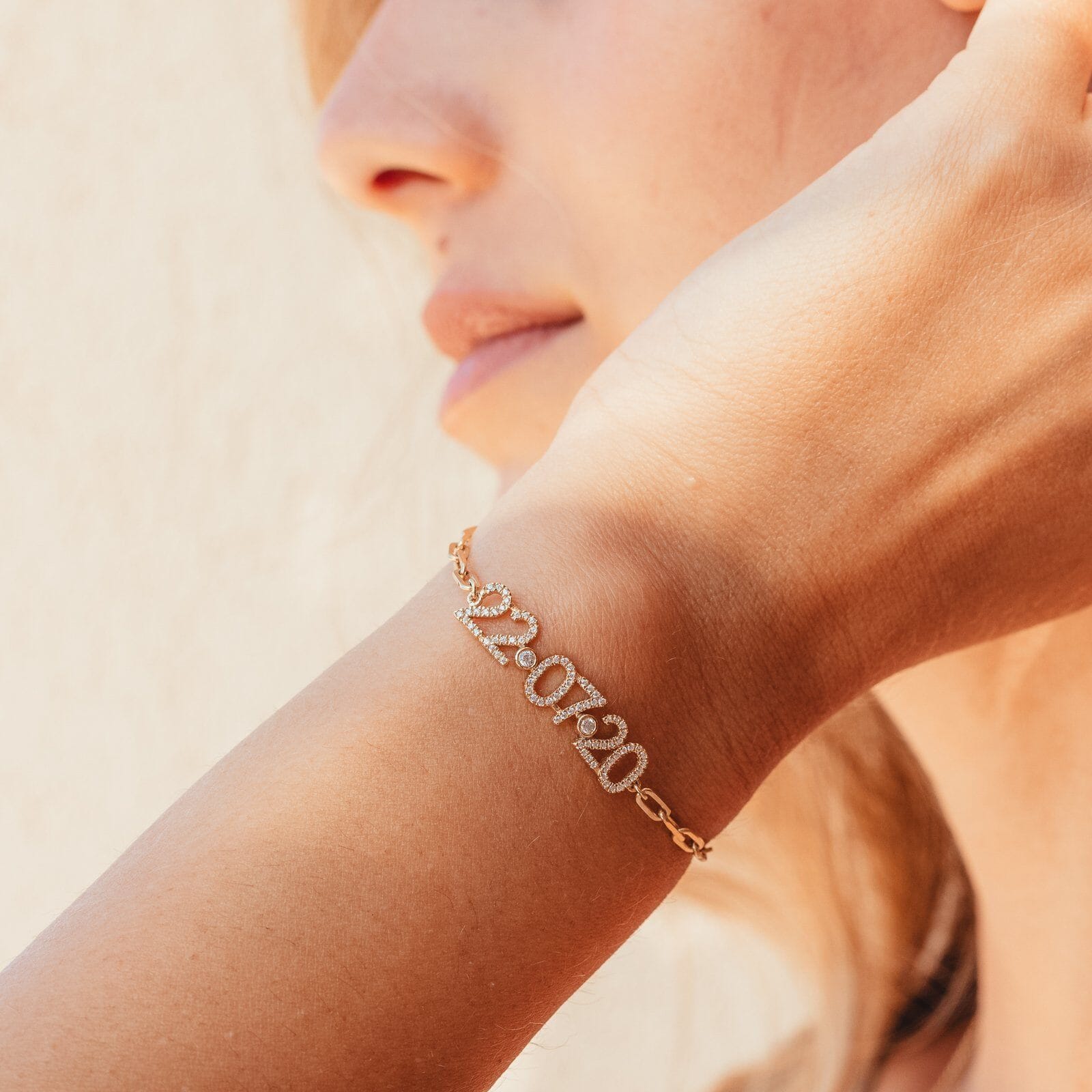 Birthdate Diamond Paved Bracelet - 14K Yellow Gold Bracelets magal-dev