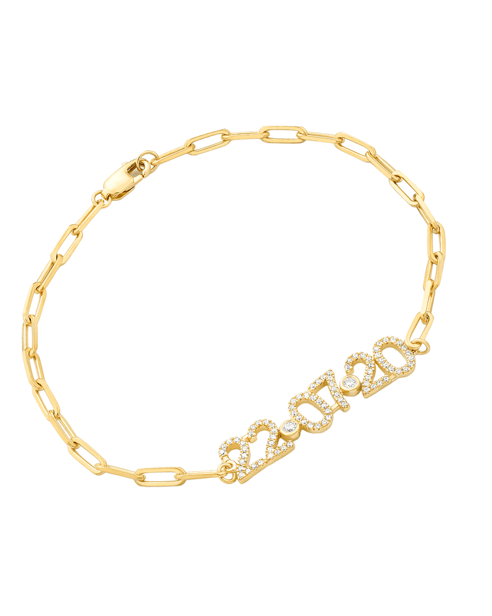 Birthdate Diamond Paved Bracelet - 14K Yellow Gold Bracelets magal-dev 6"
