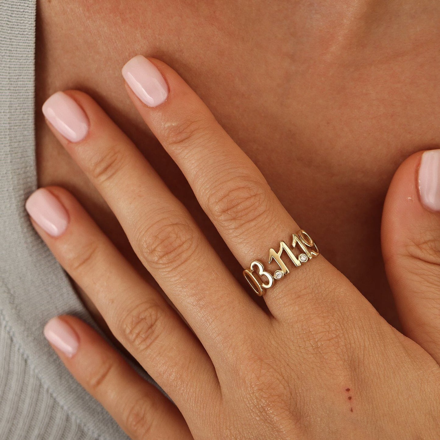 Birthdate Diamond Ring - 14K Rose Gold Rings magal-dev