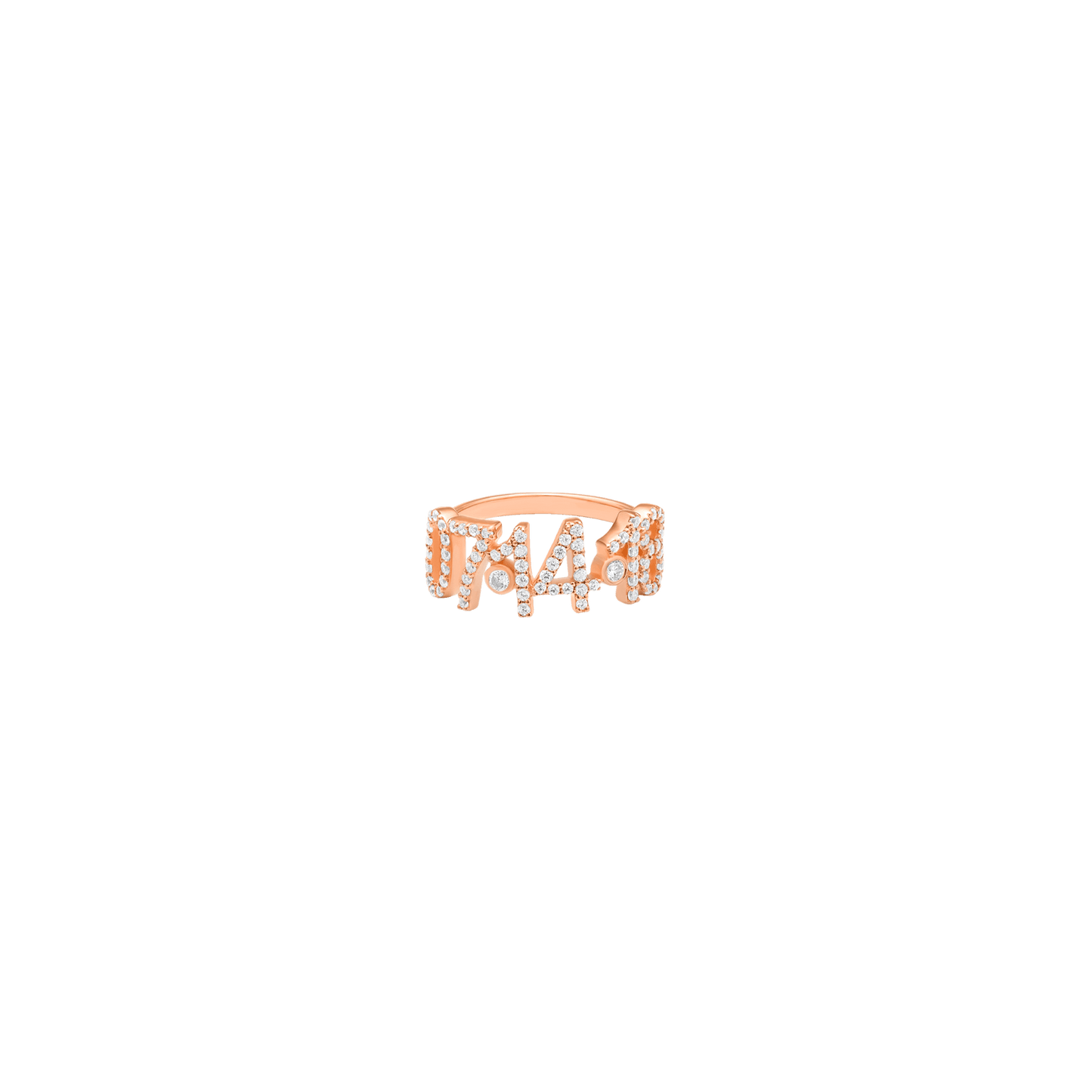 Birthdate Paved Diamond Ring - 14K Rose Gold Rings magal-dev US 4