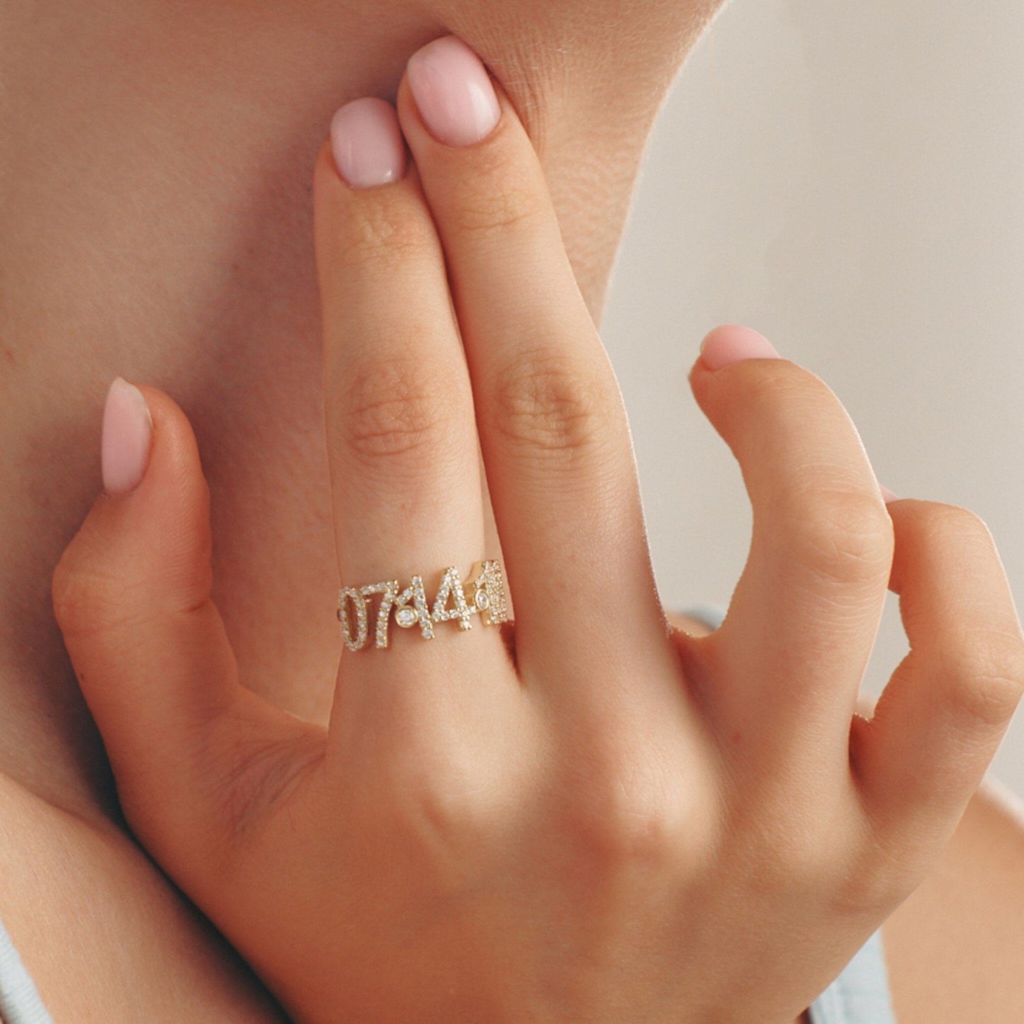 Birthdate Paved Diamond Ring - 14K Yellow Gold Rings magal-dev