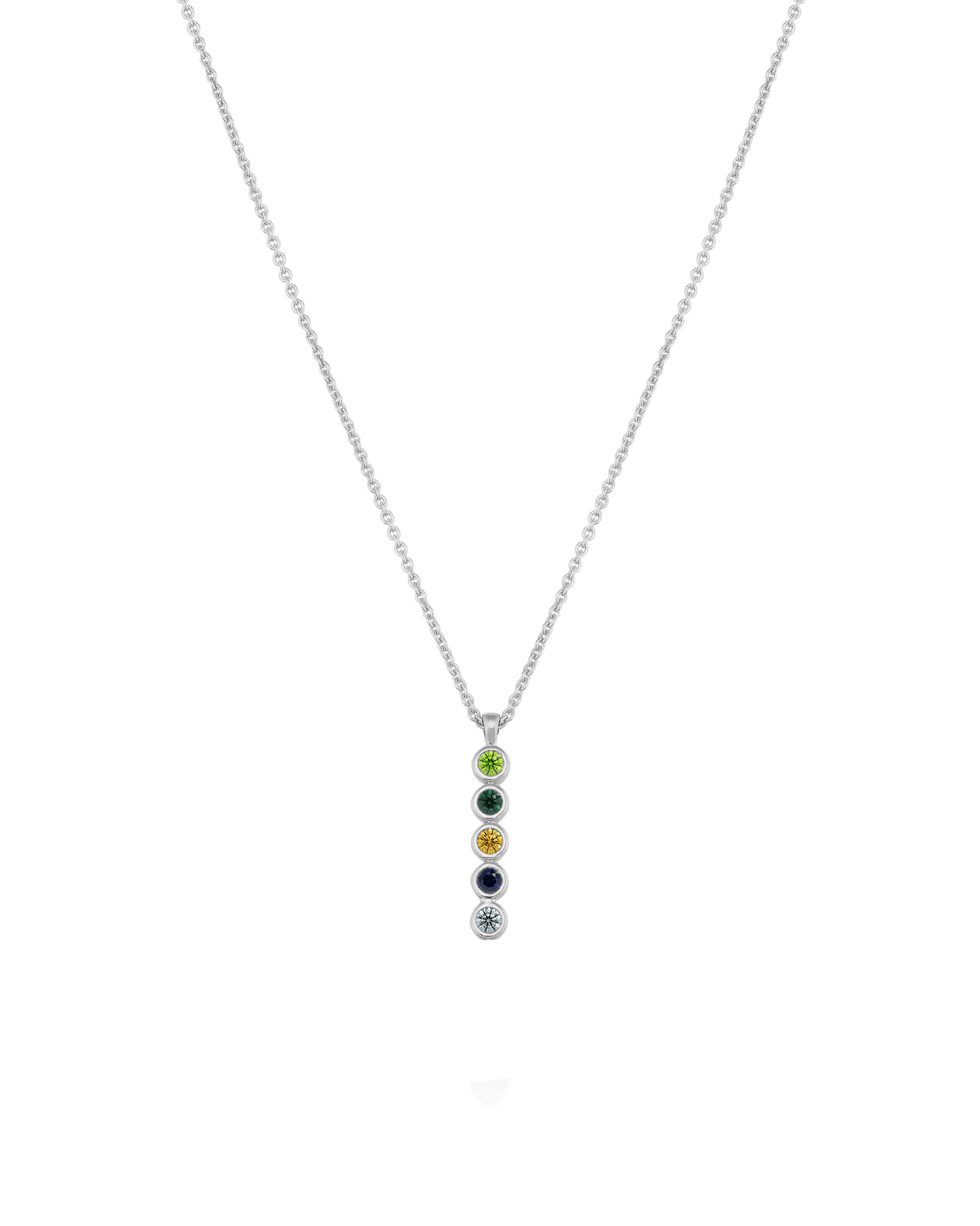Birthstone Bar Chain Necklace - 925 Sterling Silver Necklaces 925 Silver 1 Birthstone Small - 16"