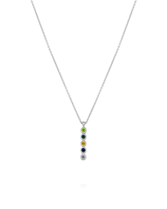 Birthstone Bar Chain Necklace - 925 Sterling Silver Necklaces 925 Silver 1 Birthstone Small - 16"
