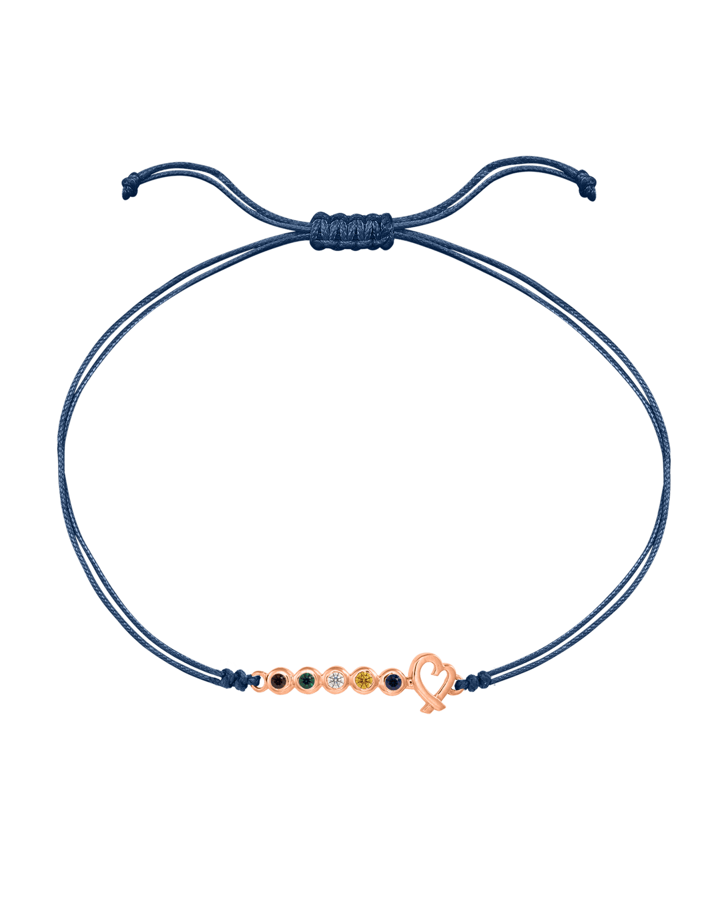 Birthstone Bar Heart Bracelet - 14K Rose Gold Bracelets 14K Solid Gold Indigo 2