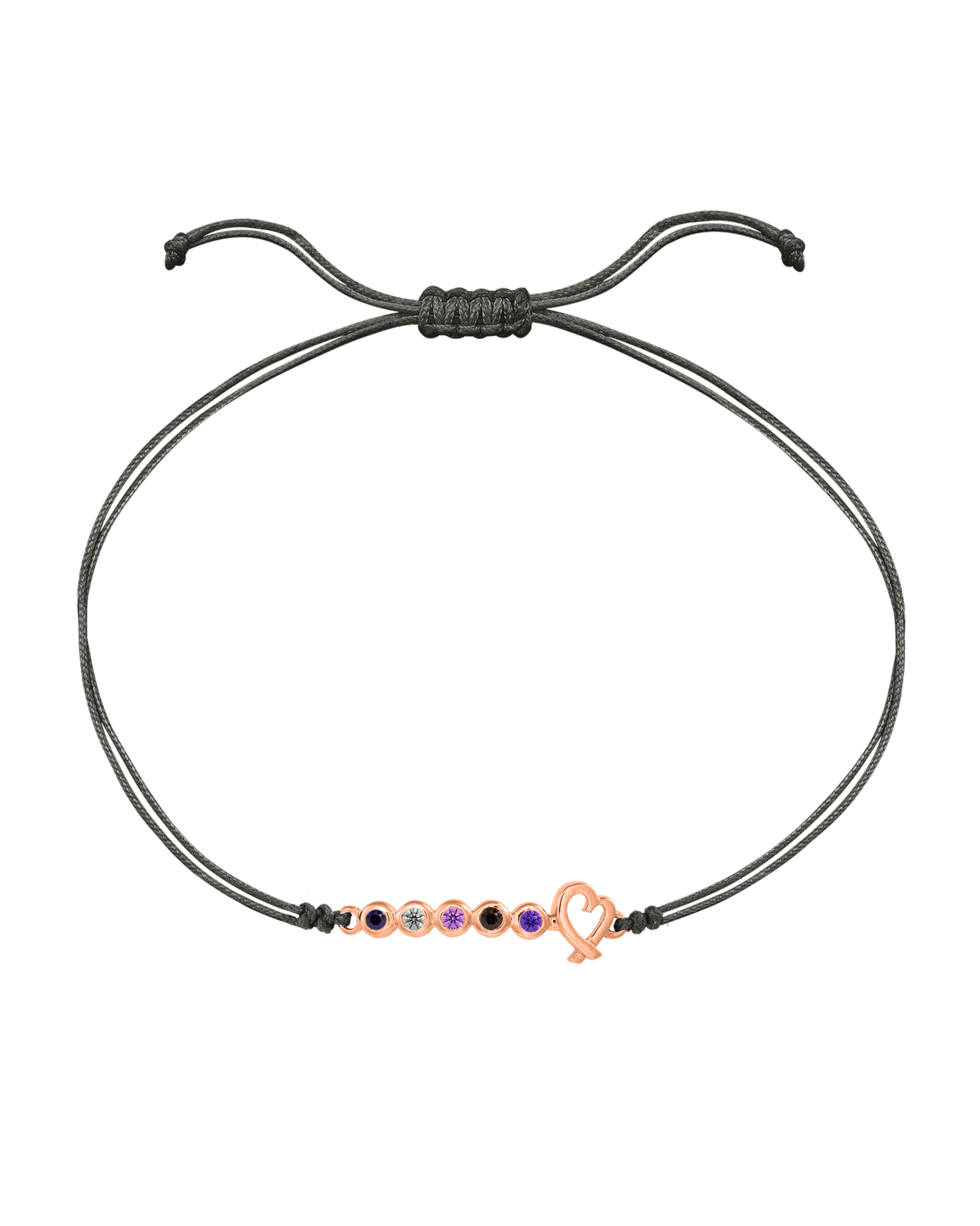 Birthstone Bar Heart Bracelet - 14K Rose Gold Bracelets 14K Solid Gold Grey 2