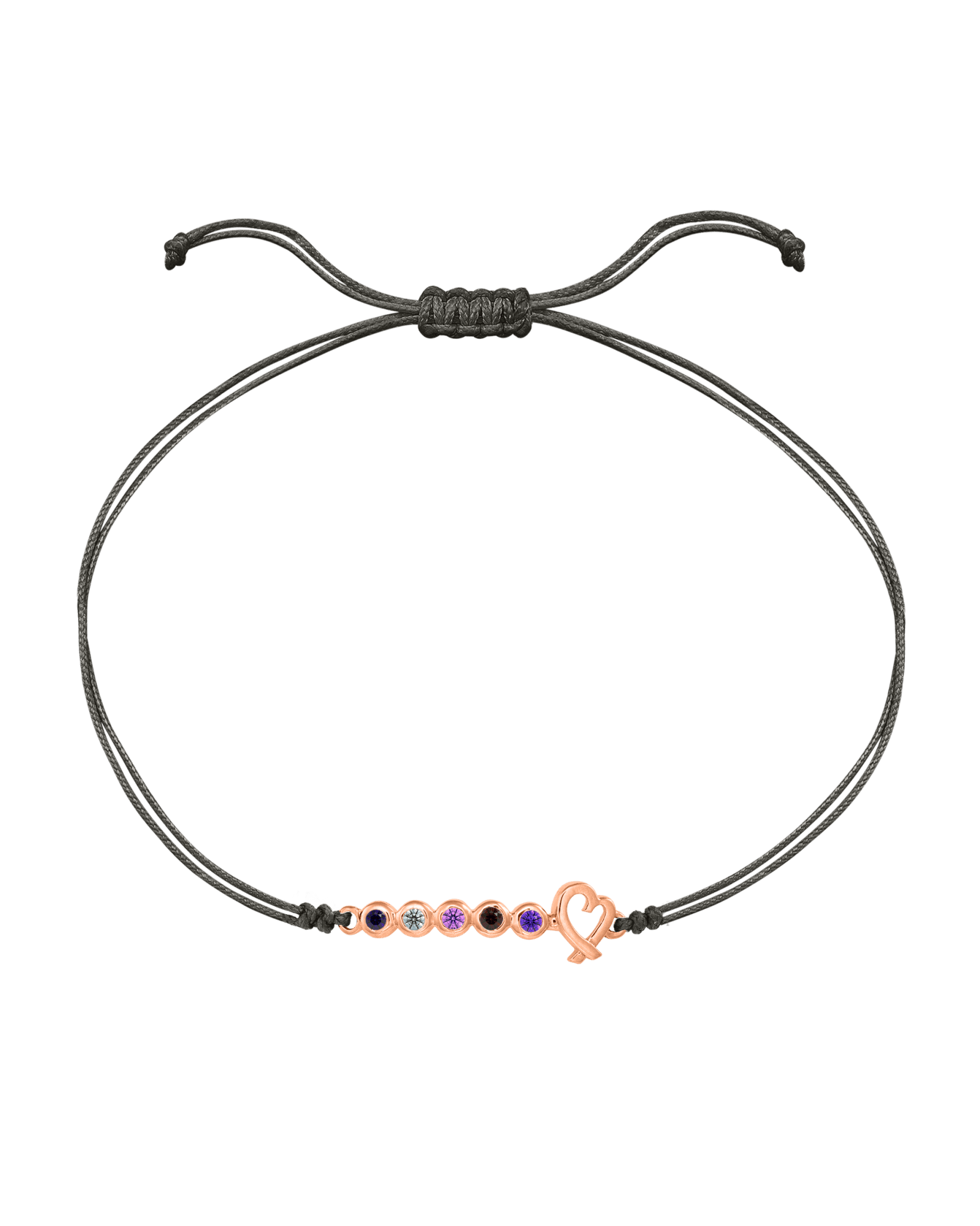 Birthstone Bar Heart Bracelet - 14K Rose Gold Bracelets 14K Solid Gold Grey 2