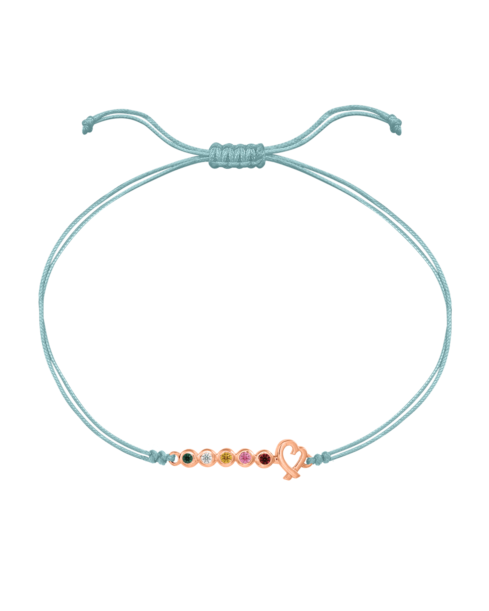 Birthstone Bar Heart Bracelet - 14K Rose Gold Bracelets 14K Solid Gold Turquoise 2
