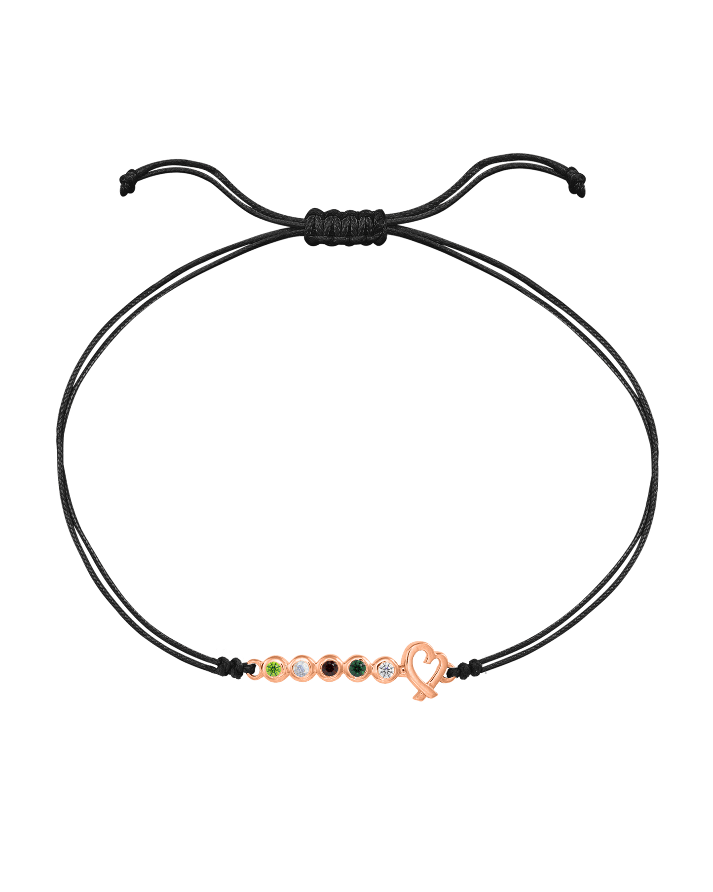 Birthstone Bar Heart Bracelet - 14K Rose Gold Bracelets 14K Solid Gold Black 2