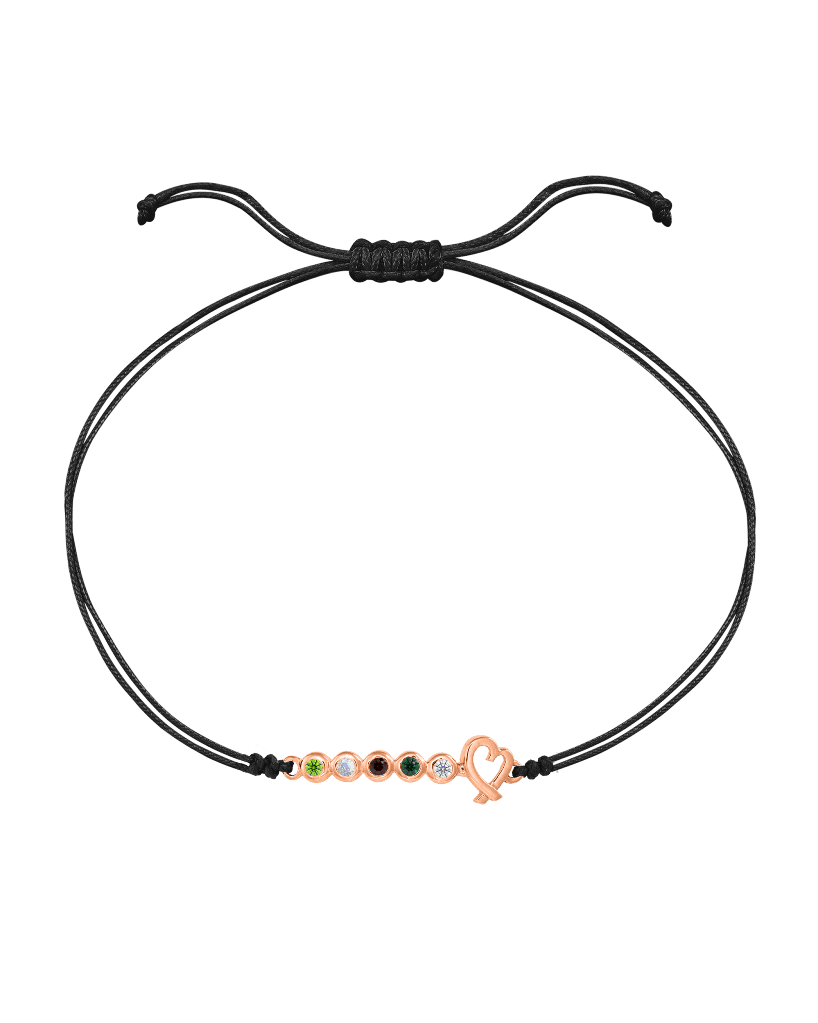 Birthstone Bar Heart Bracelet - 14K Rose Gold Bracelets 14K Solid Gold Black 2