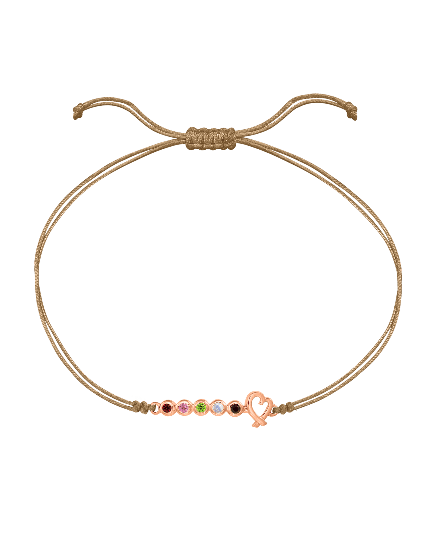 Birthstone Bar Heart Bracelet - 14K Rose Gold Bracelets 14K Solid Gold Camel 2