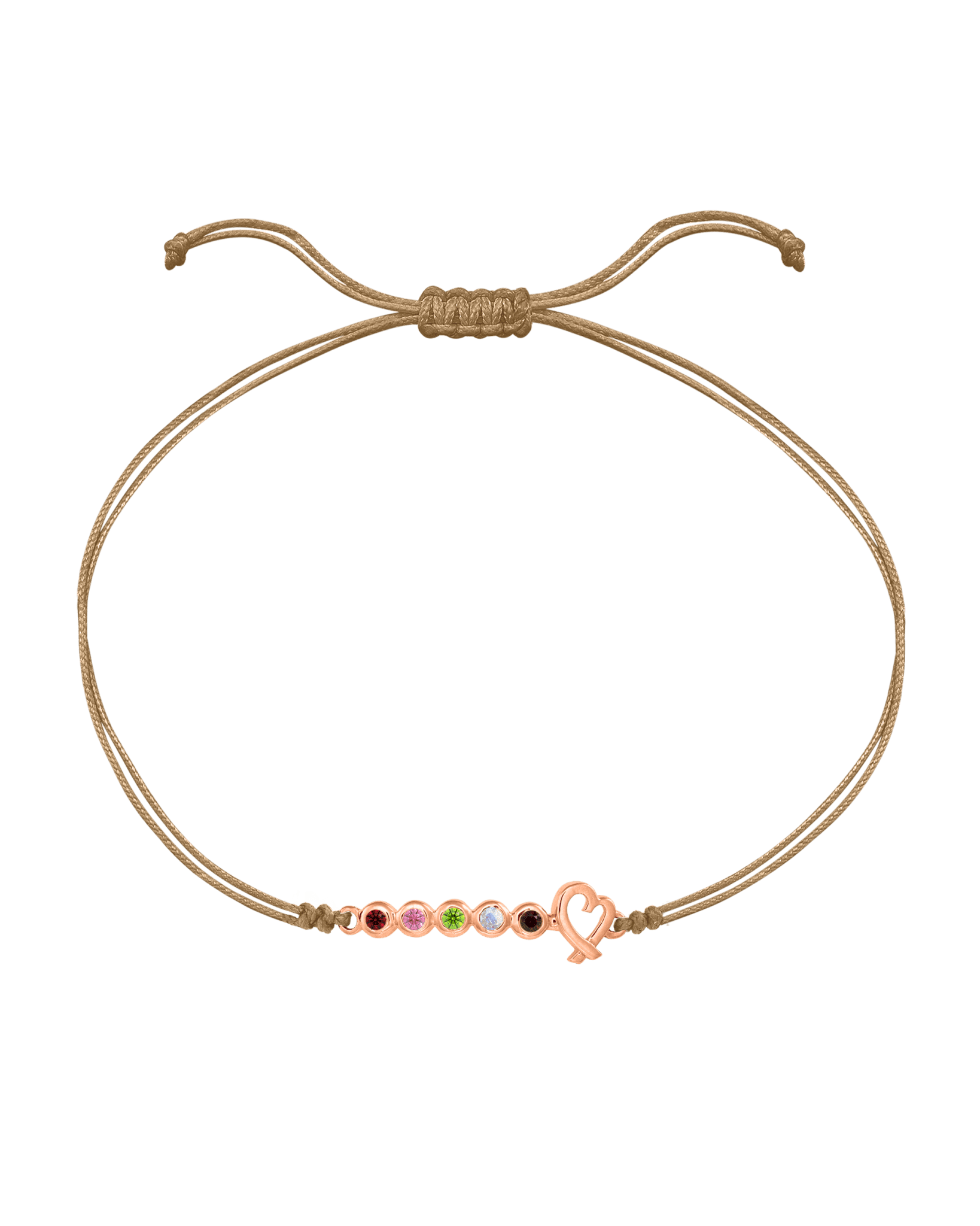 Birthstone Bar Heart Bracelet - 14K Rose Gold Bracelets 14K Solid Gold Camel 2