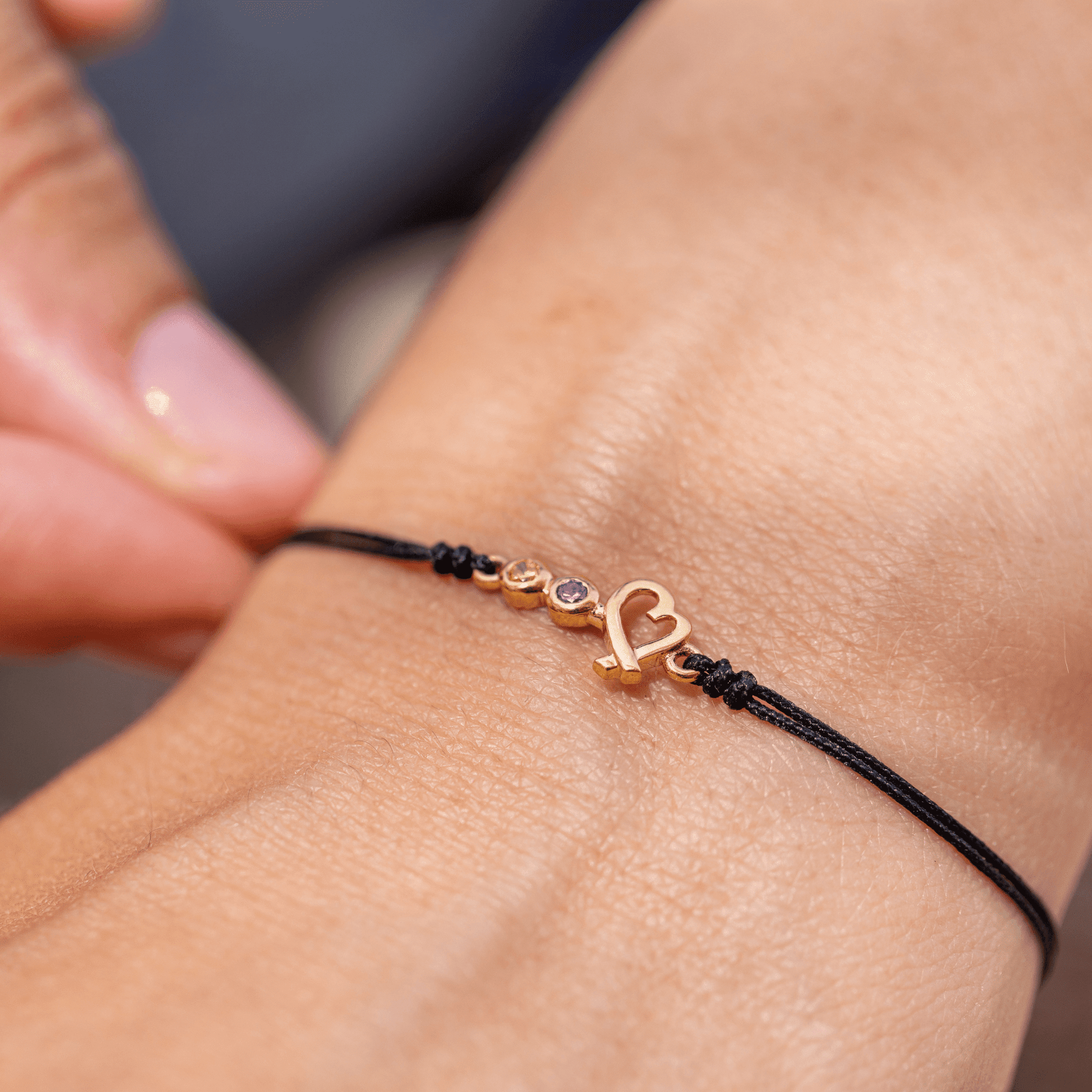 Birthstone Bar Heart Bracelet - 14K Rose Gold Bracelets 14K Solid Gold