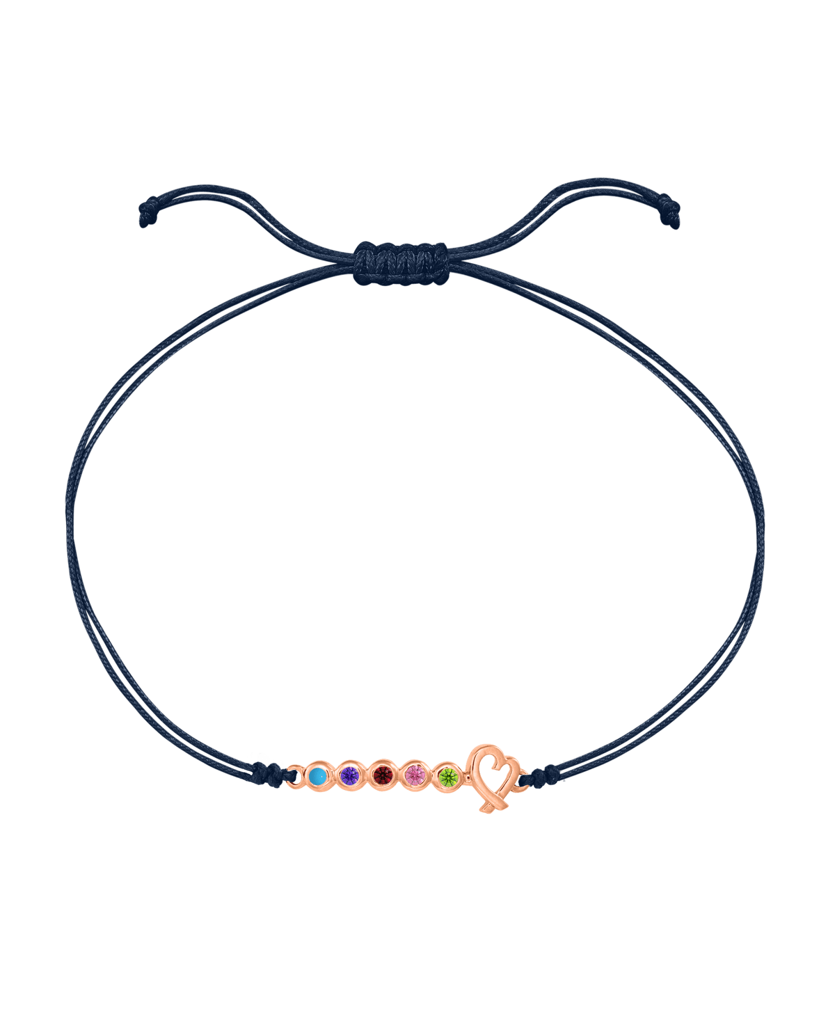 Birthstone Bar Heart Bracelet - 14K Rose Gold Bracelets 14K Solid Gold Navy Blue 2