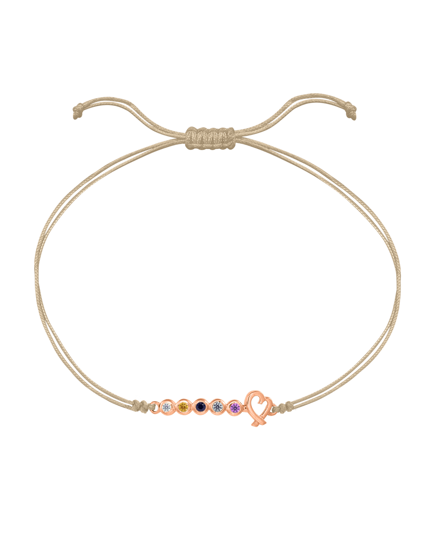 Birthstone Bar Heart Bracelet - 14K Rose Gold Bracelets 14K Solid Gold Sand 2