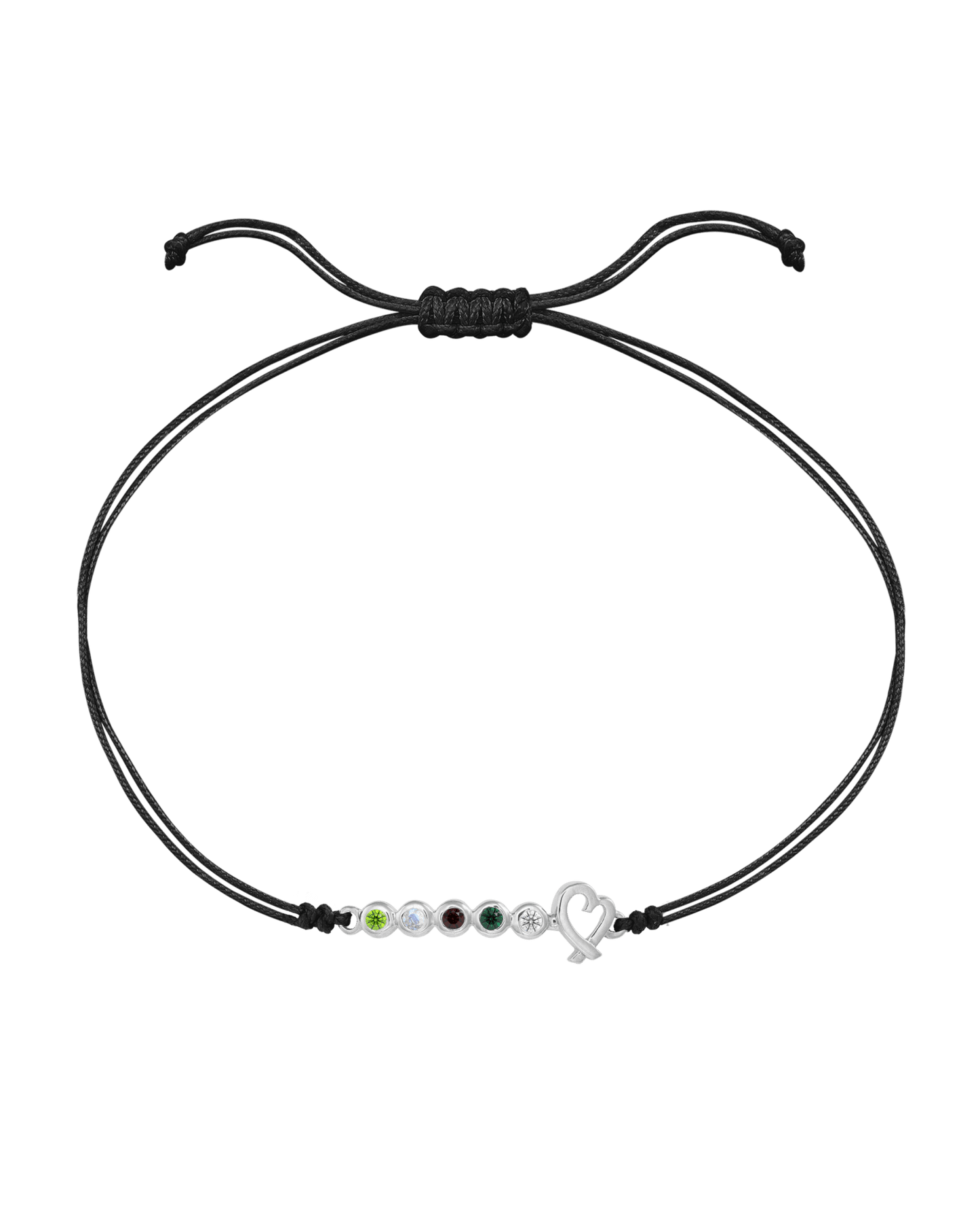 Birthstone Bar Heart Bracelet - 14K White Gold Bracelets 14K Solid Gold Black 2