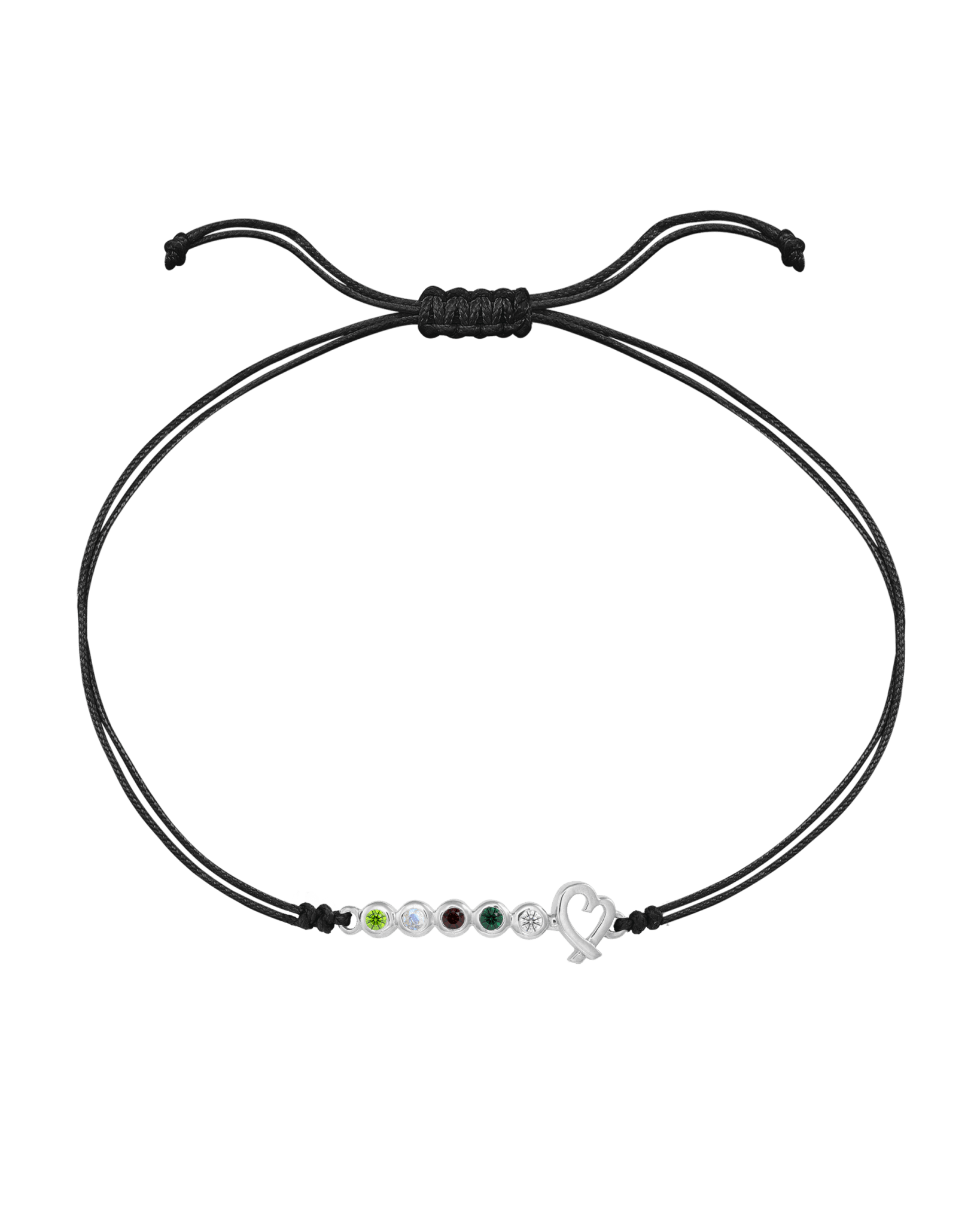 Birthstone Bar Heart Bracelet - 14K White Gold Bracelets 14K Solid Gold Black 2