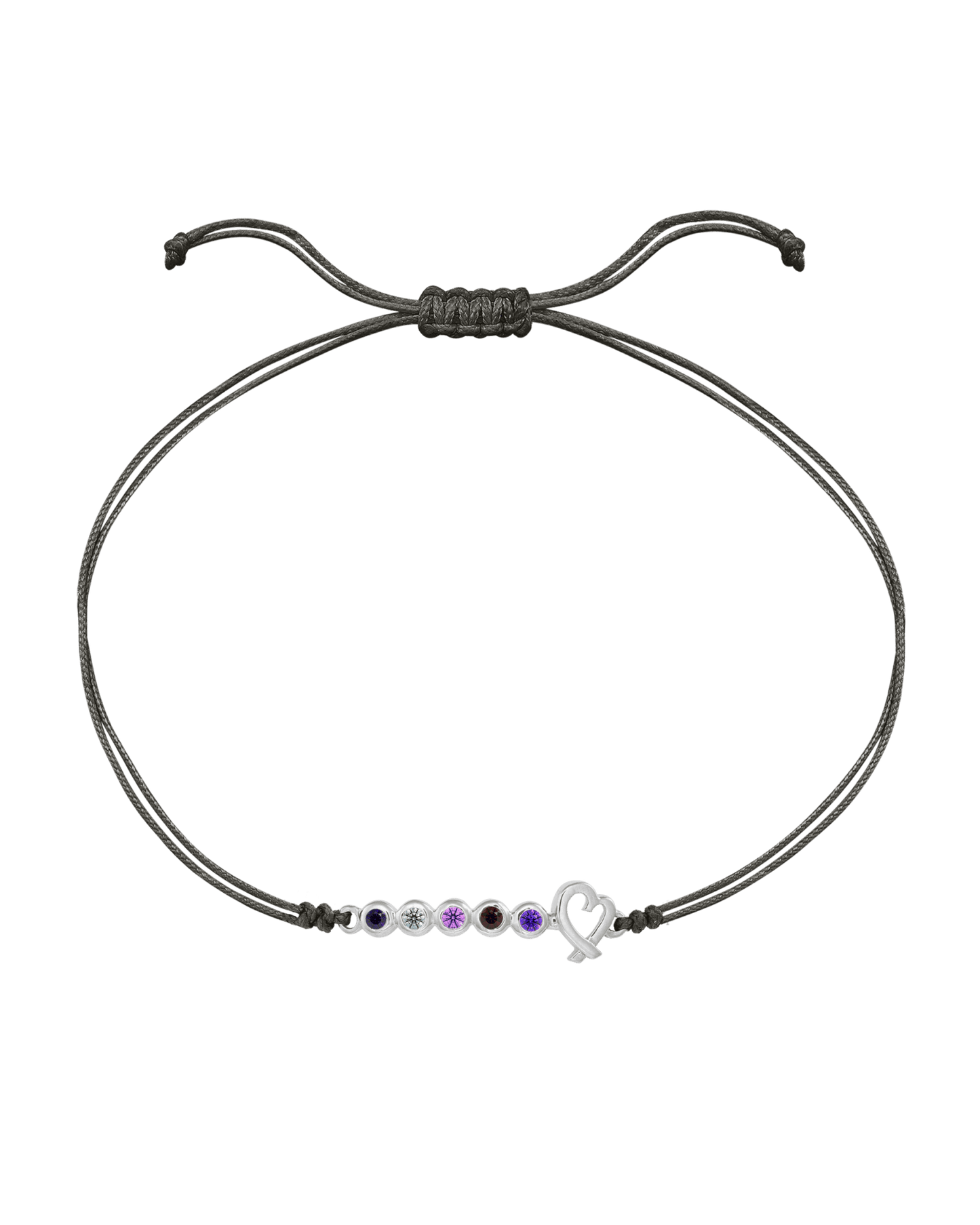 Birthstone Bar Heart Bracelet - 14K White Gold Bracelets 14K Solid Gold Grey 2