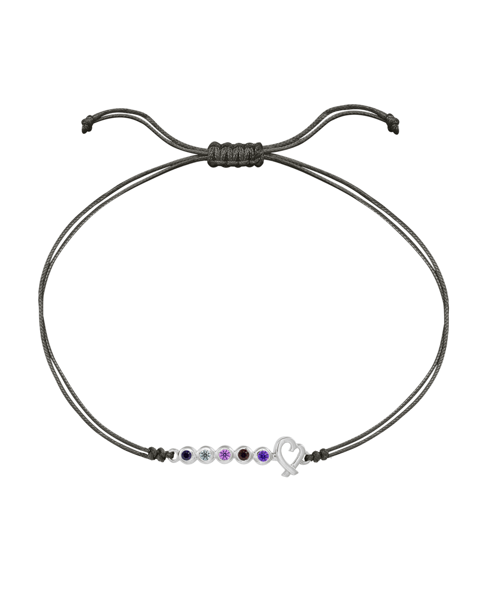 Birthstone Bar Heart Bracelet - 14K White Gold Bracelets 14K Solid Gold Grey 2