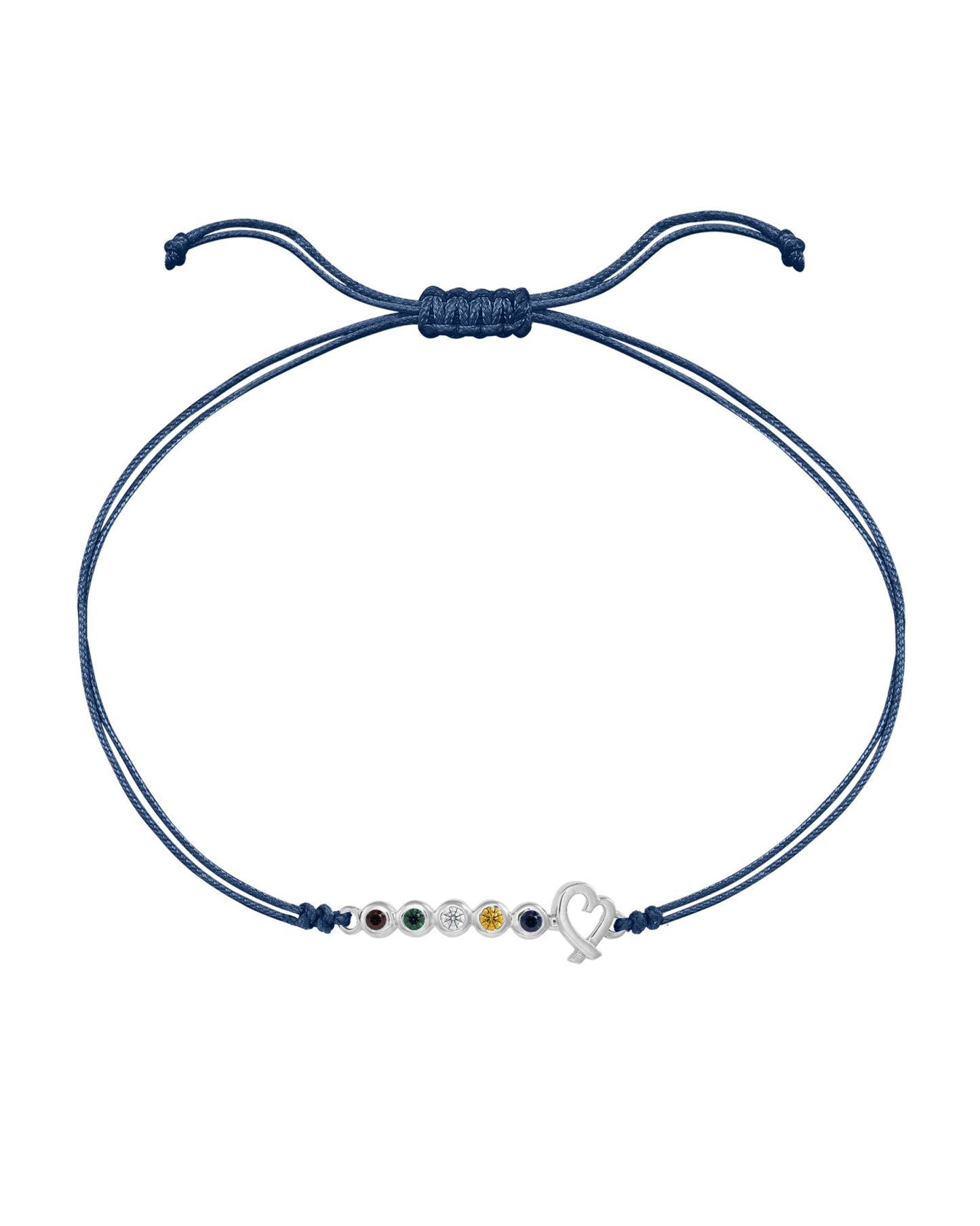 Birthstone Bar Heart Bracelet - 14K White Gold Bracelets 14K Solid Gold Indigo 2