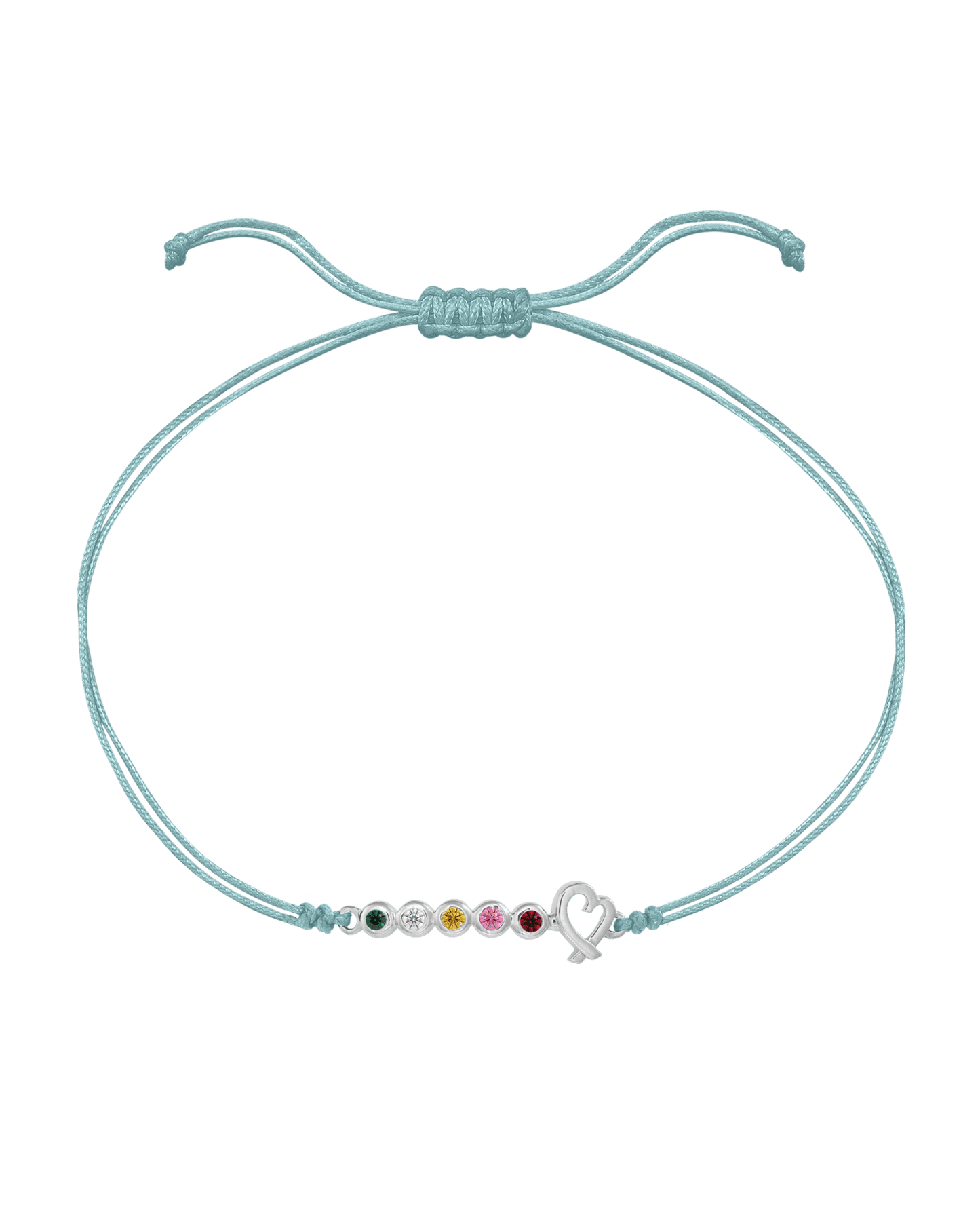 Birthstone Bar Heart Bracelet - 14K White Gold Bracelets 14K Solid Gold Turquoise 2