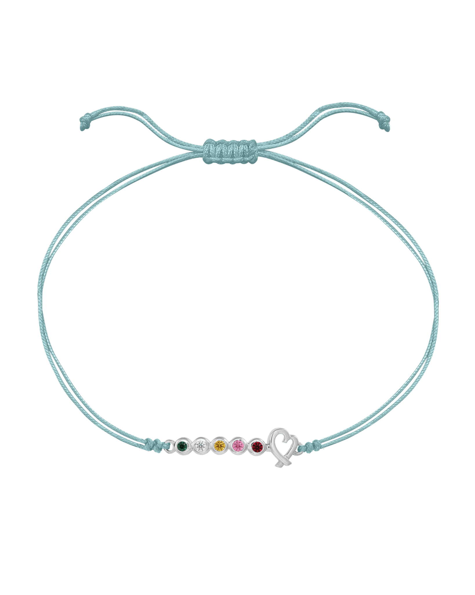 Birthstone Bar Heart Bracelet - 14K White Gold Bracelets 14K Solid Gold Turquoise 2