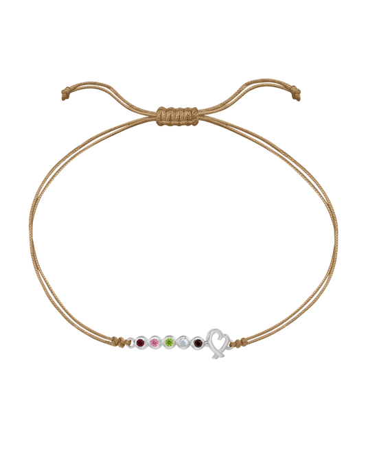 Birthstone Bar Heart Bracelet - 14K White Gold Bracelets 14K Solid Gold Camel 2