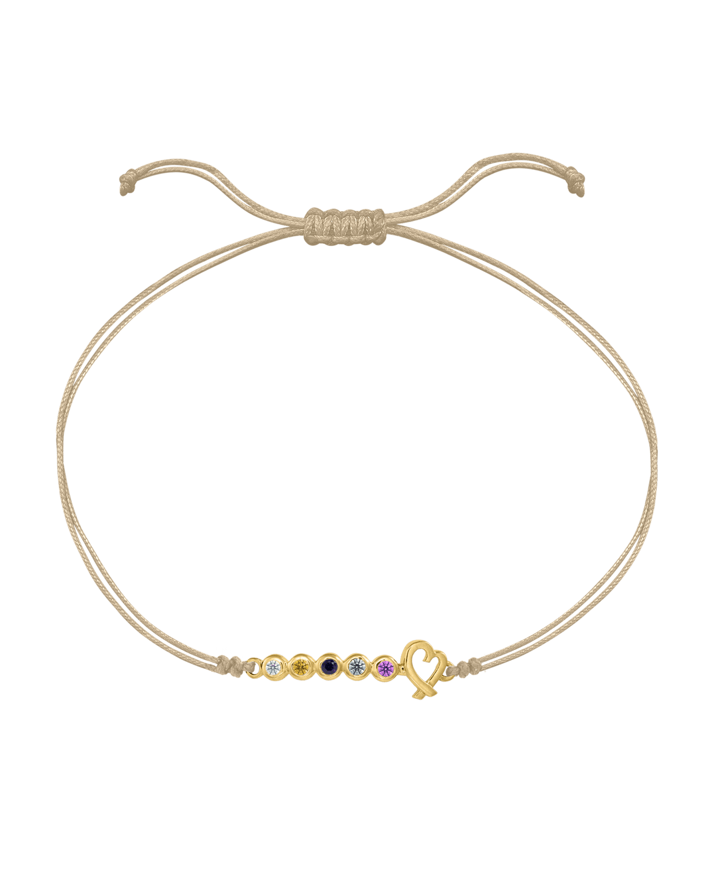 Birthstone Bar Heart Bracelet - 14K Yellow Gold Bracelets 14K Solid Gold Sand 2