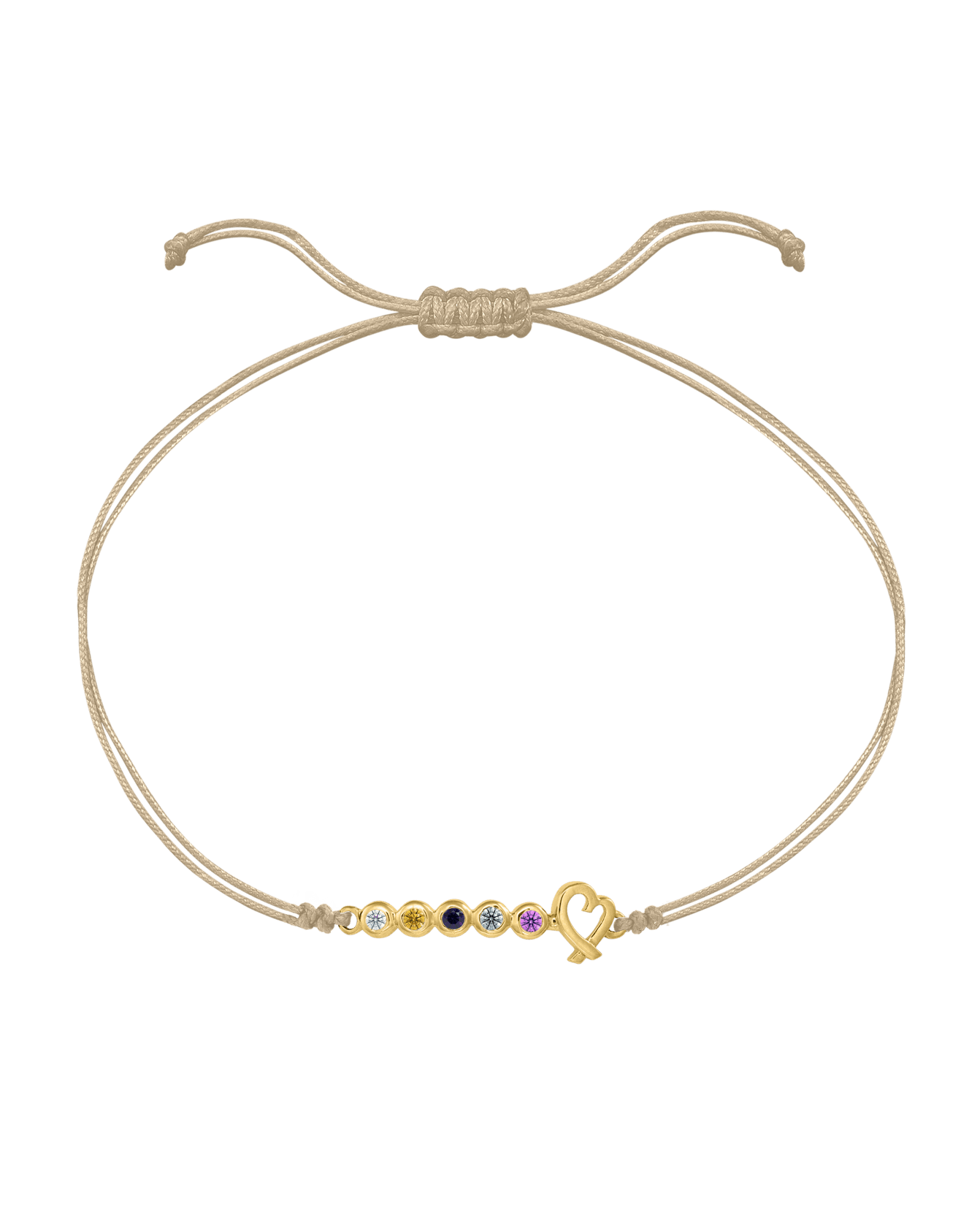 Birthstone Bar Heart Bracelet - 14K Yellow Gold Bracelets 14K Solid Gold Sand 2