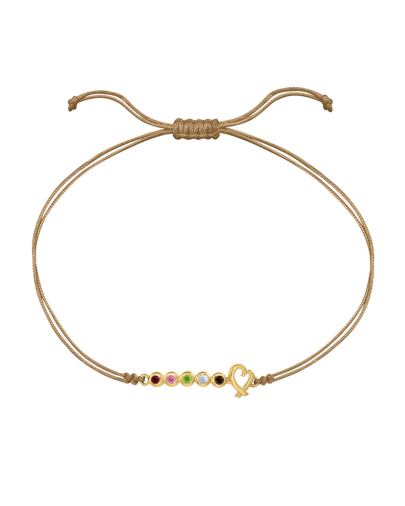 Birthstone Bar Heart Bracelet - 14K Yellow Gold Bracelets 14K Solid Gold Camel 2