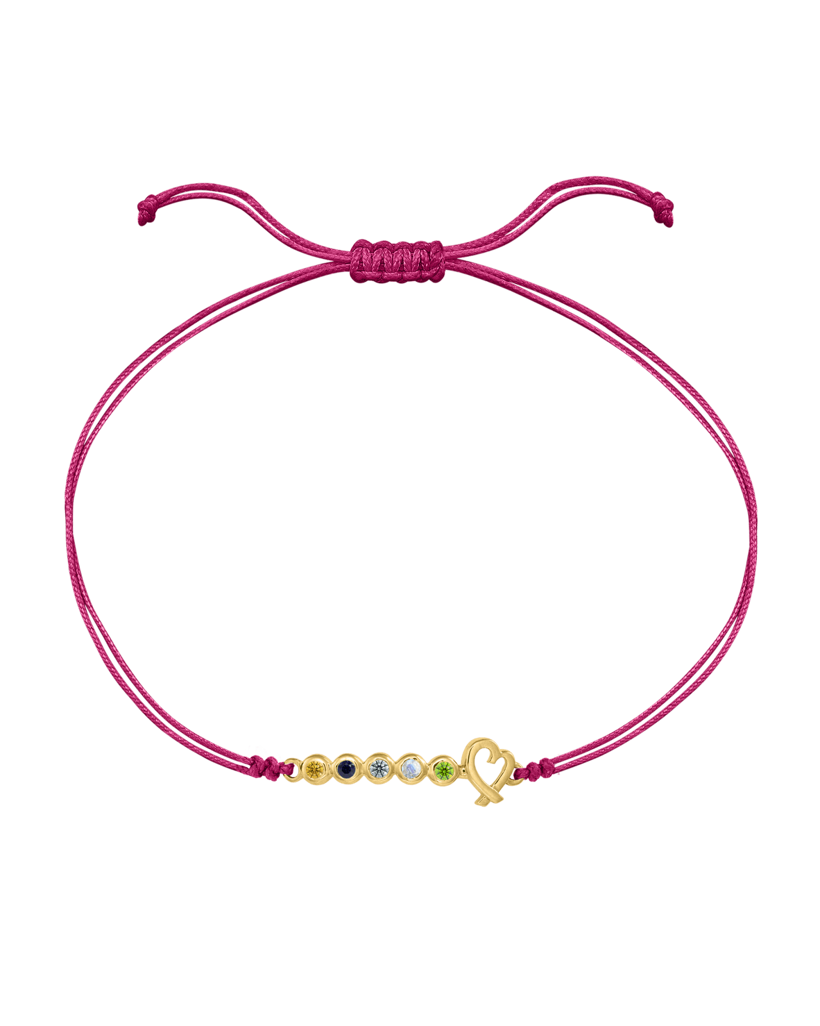 Birthstone Bar Heart Bracelet - 14K Yellow Gold Bracelets 14K Solid Gold Pink 2