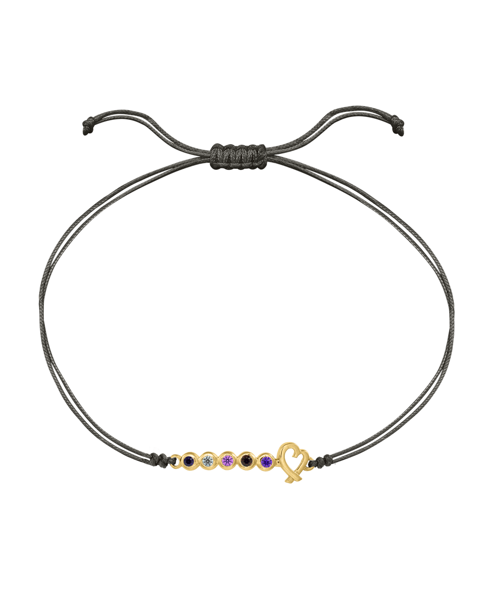 Birthstone Bar Heart Bracelet - 14K Yellow Gold Bracelets 14K Solid Gold Grey 2