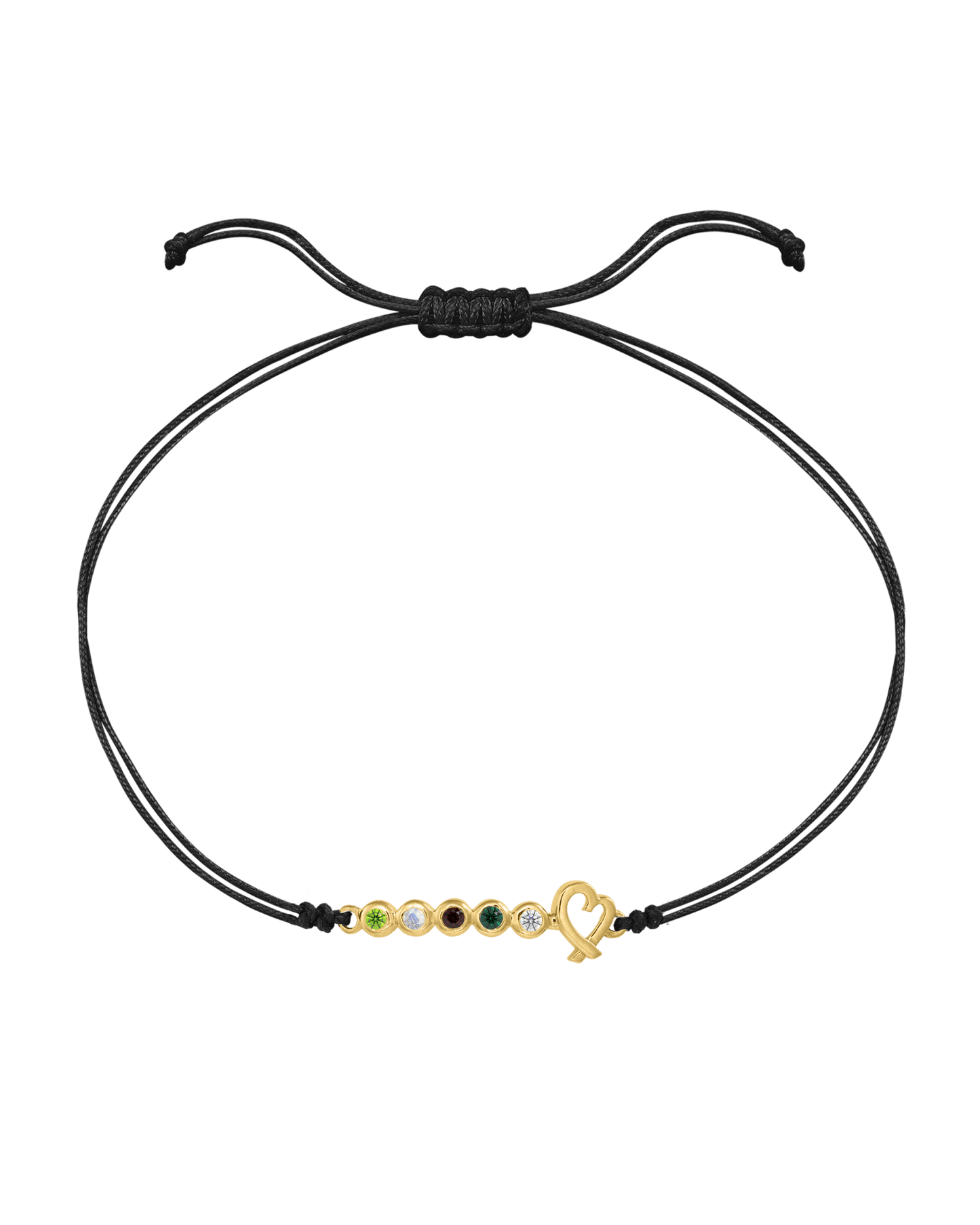 Birthstone Bar Heart Bracelet - 14K Yellow Gold Bracelets 14K Solid Gold Black 2